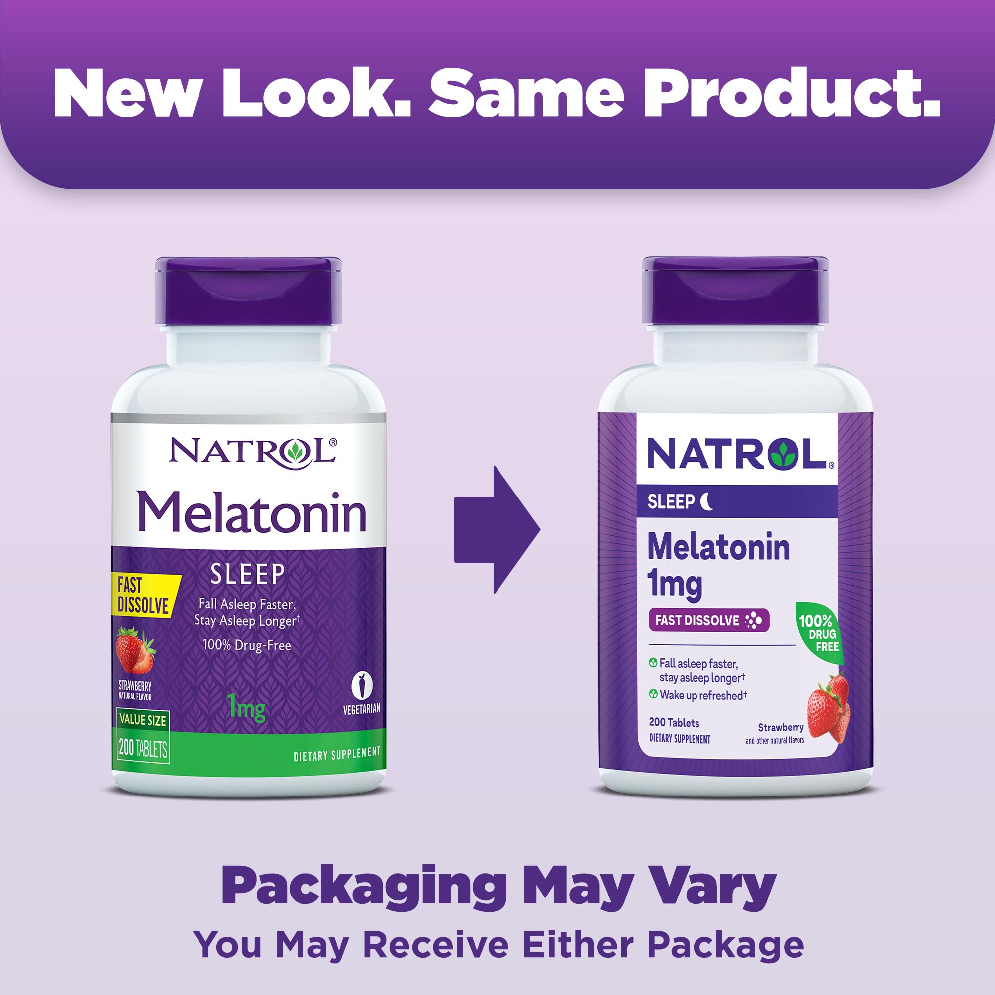 Natrol Fast Dissolve Melatonin 1 mg, Supplements for Restful Sleep, Sleep Support for Adults, 200 Strawberry-Flavored Melatonin Tablets, Up to a 200 Day Supply