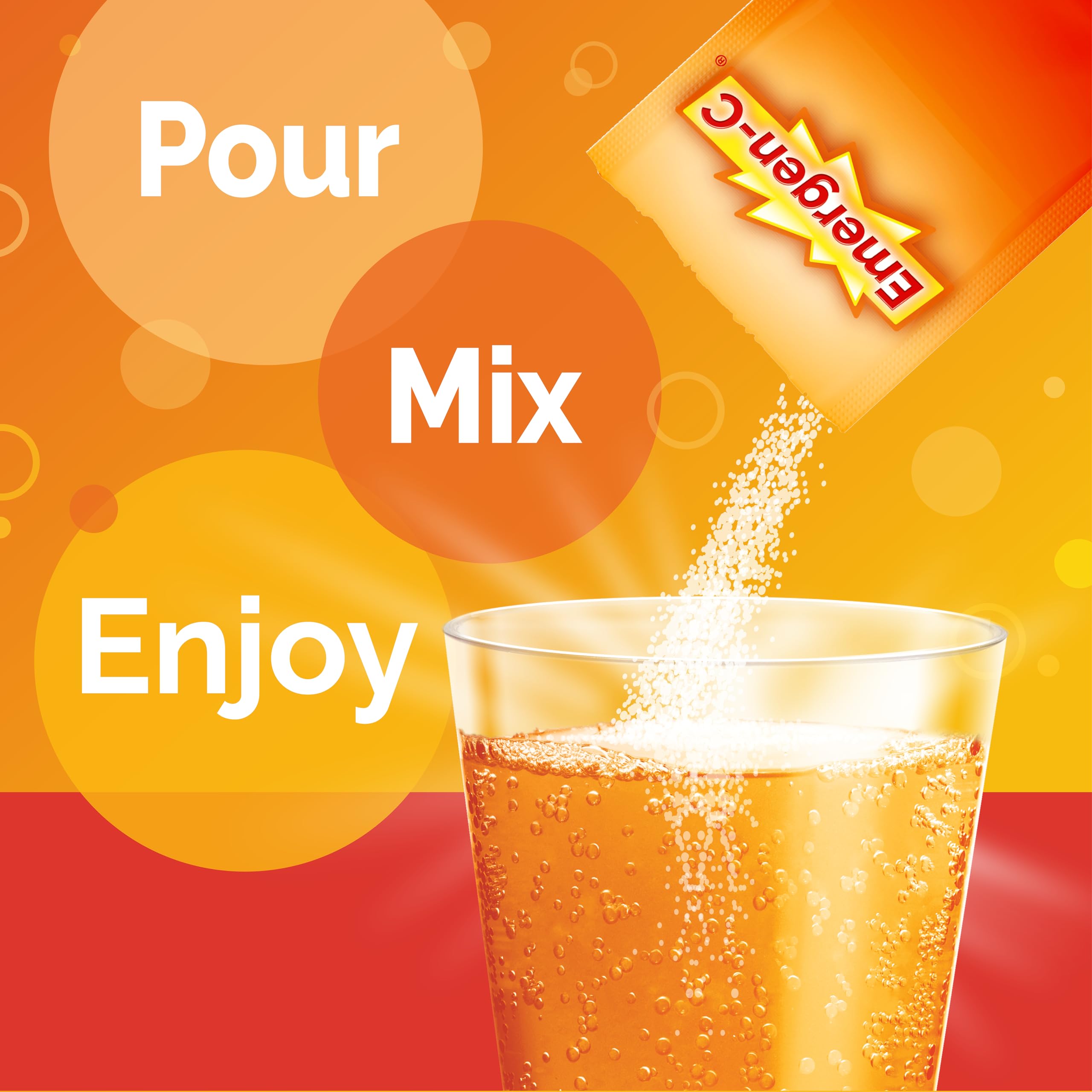 Emergen-C 1000mg Vitamin C Powder for Daily Immune Support Caffeine Free Vitamin C Supplements with Zinc and Manganese, B Vitamins and Electrolytes, Super Orange Flavor - 60 Count/2 Month Supply