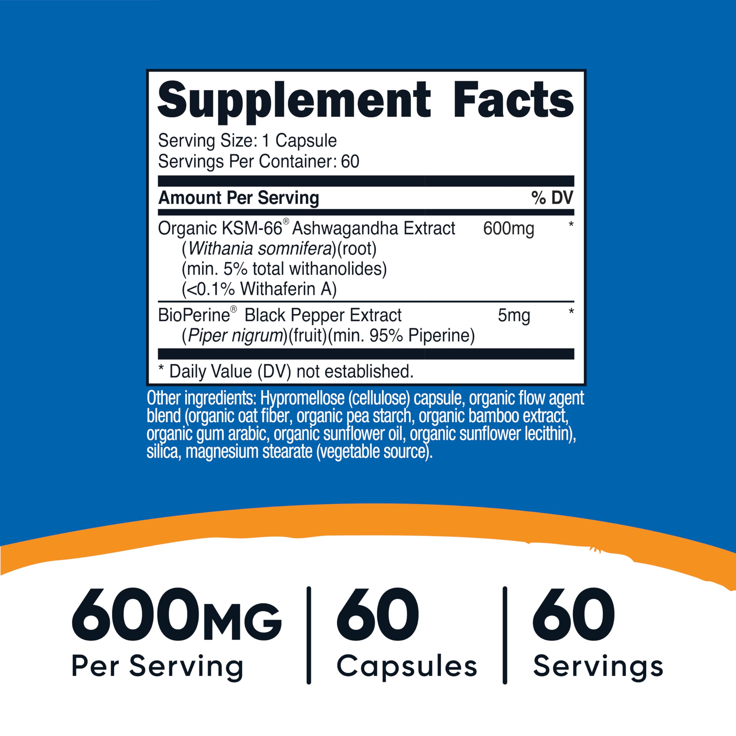 Nutricost KSM-66 Ashwagandha Root Extract 600mg, 60 Veggie Caps (3 Bottles) - 5% Withanolides - with BioPerine