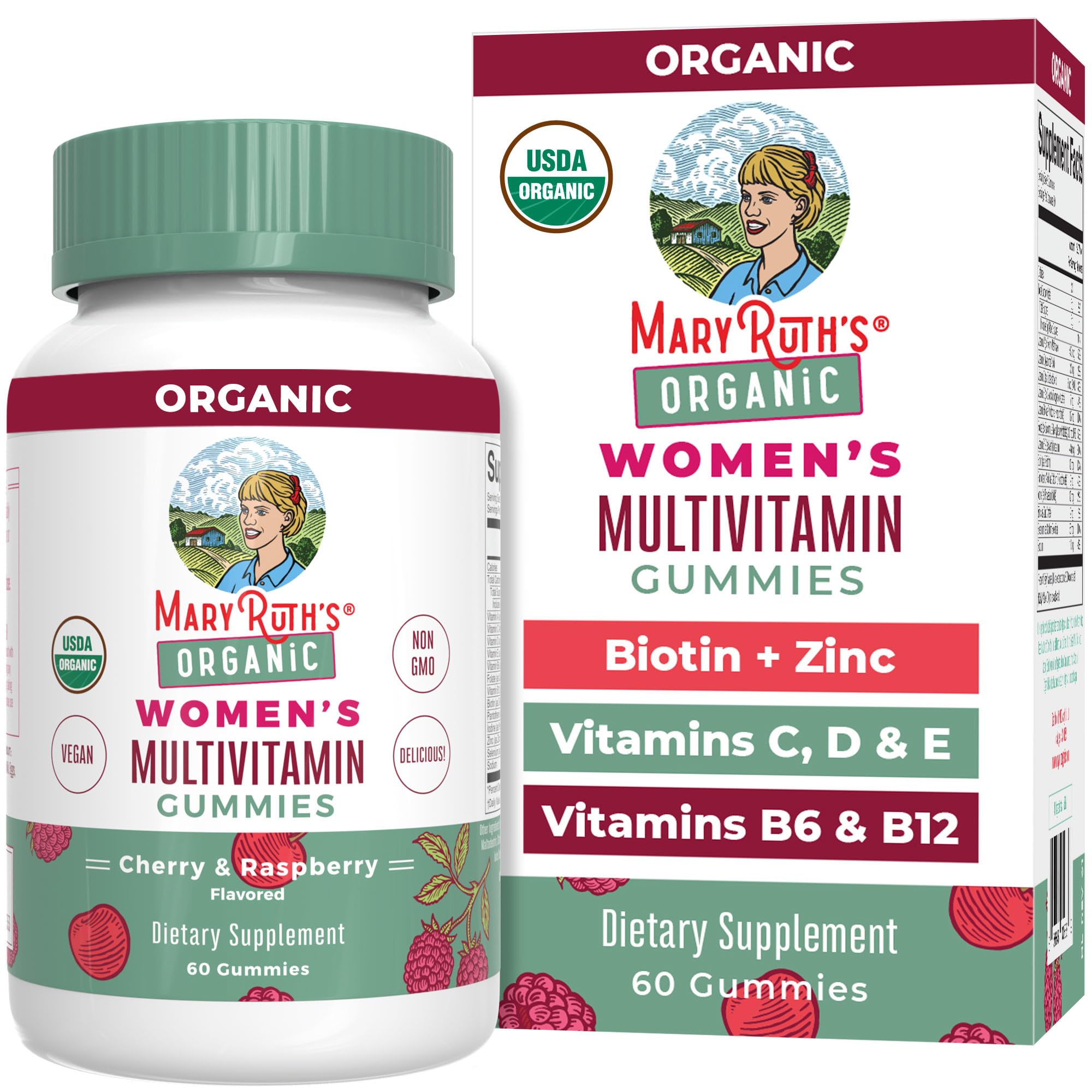 MARYRUTH'S Multivitamin Gummies for Women Ages 14+ | Immune Support | Hair & Skin Health | Reproductive Health | Vitamin A C D E B6 B12 Biotin Zinc Iodine | Organic | Vegan | Non-GMO | 60 Count