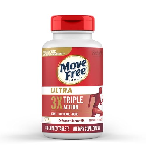 Move Free Ultra Triple Action Joint Support Supplement - Type II Collagen Boron & Hyaluronic Acid - Supports Joint Comfort, Cartiliage & Bones in 1 Tiny Pill Per Day, 64 Tablets (64 servings)*