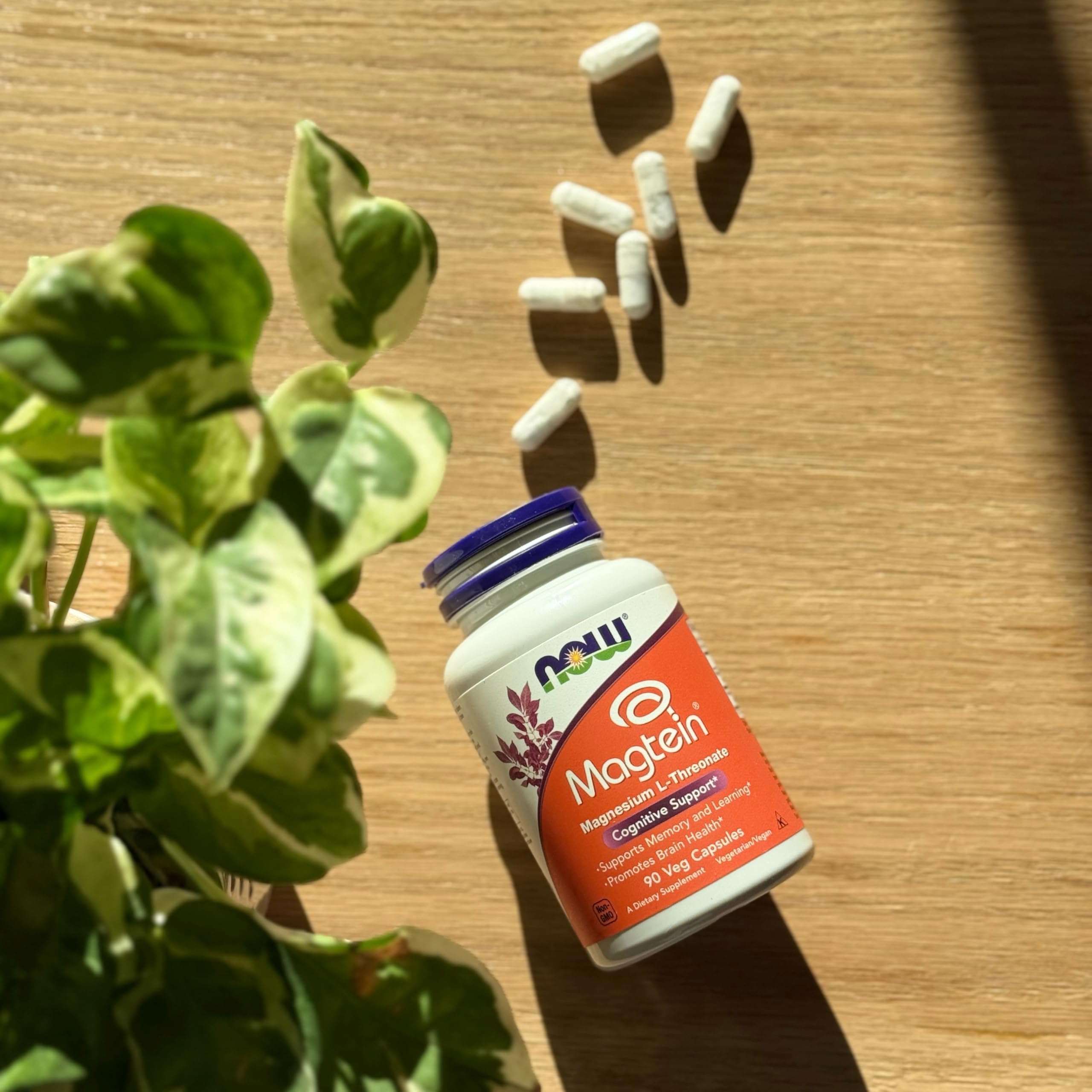NOW Foods Supplements, Magtein™ with patented form of Magnesium (Mg), Cognitive Support*, 90 Veg Capsules