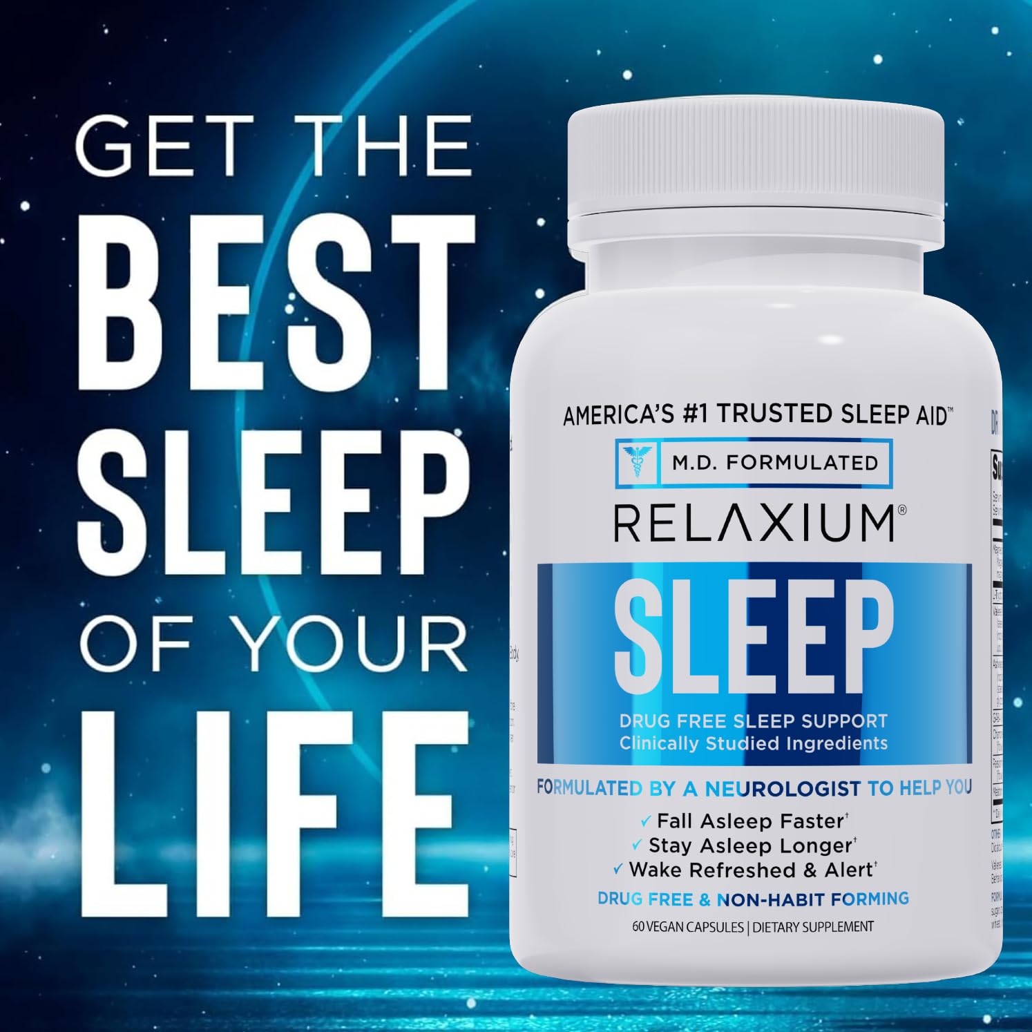 Relaxium Sleep Aid – Professional Strength Formula for Adults | 5mg Melatonin, Magnesium Glycinate, Valerest & Ashwagandha | Non-Habit Forming Sleep Support | 60 Capsules, 30-Day Supply