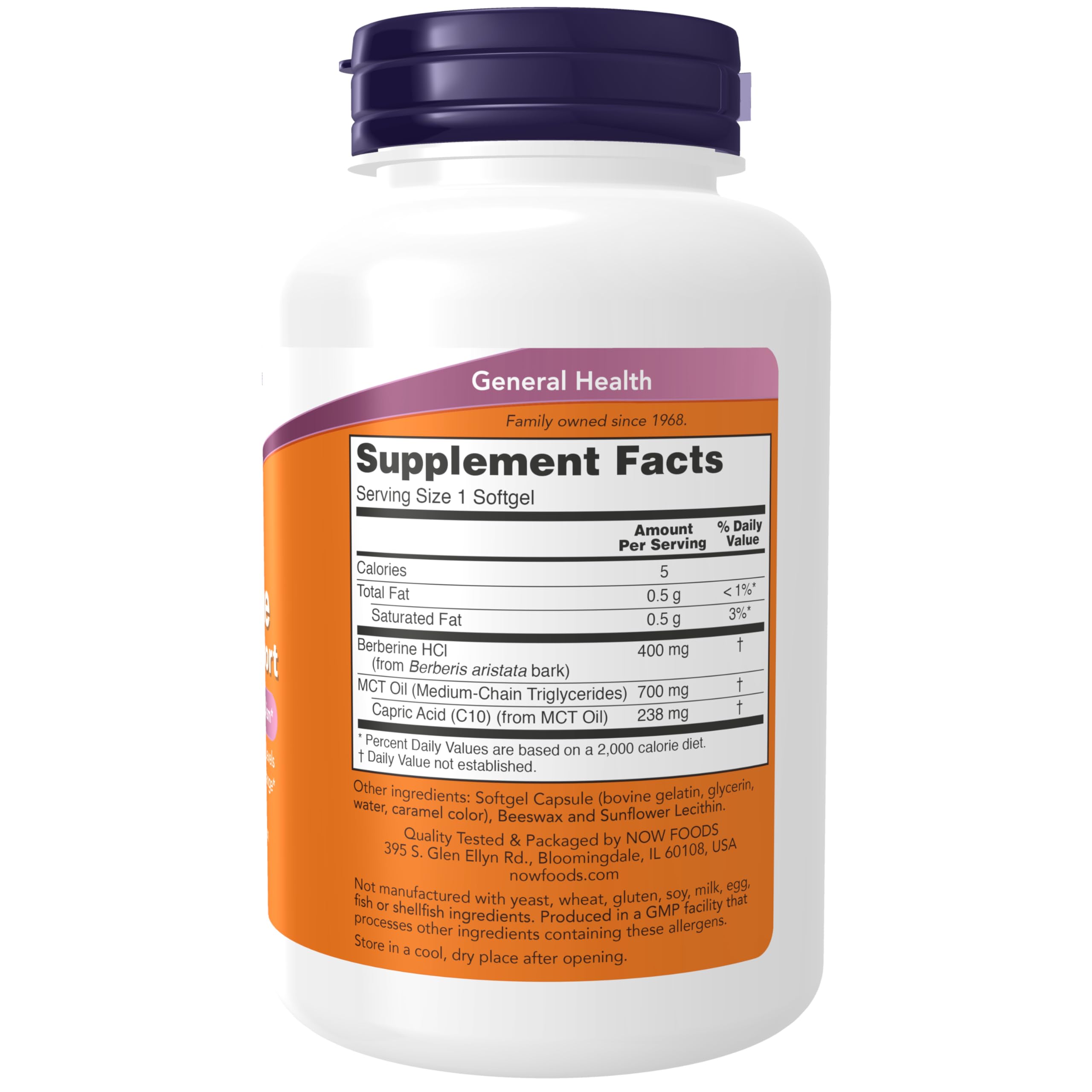 NOW Foods Supplements, Berberine Glucose Support, Combined with MCT Oil for Optimal Berberine Absorption, 90 Softgels