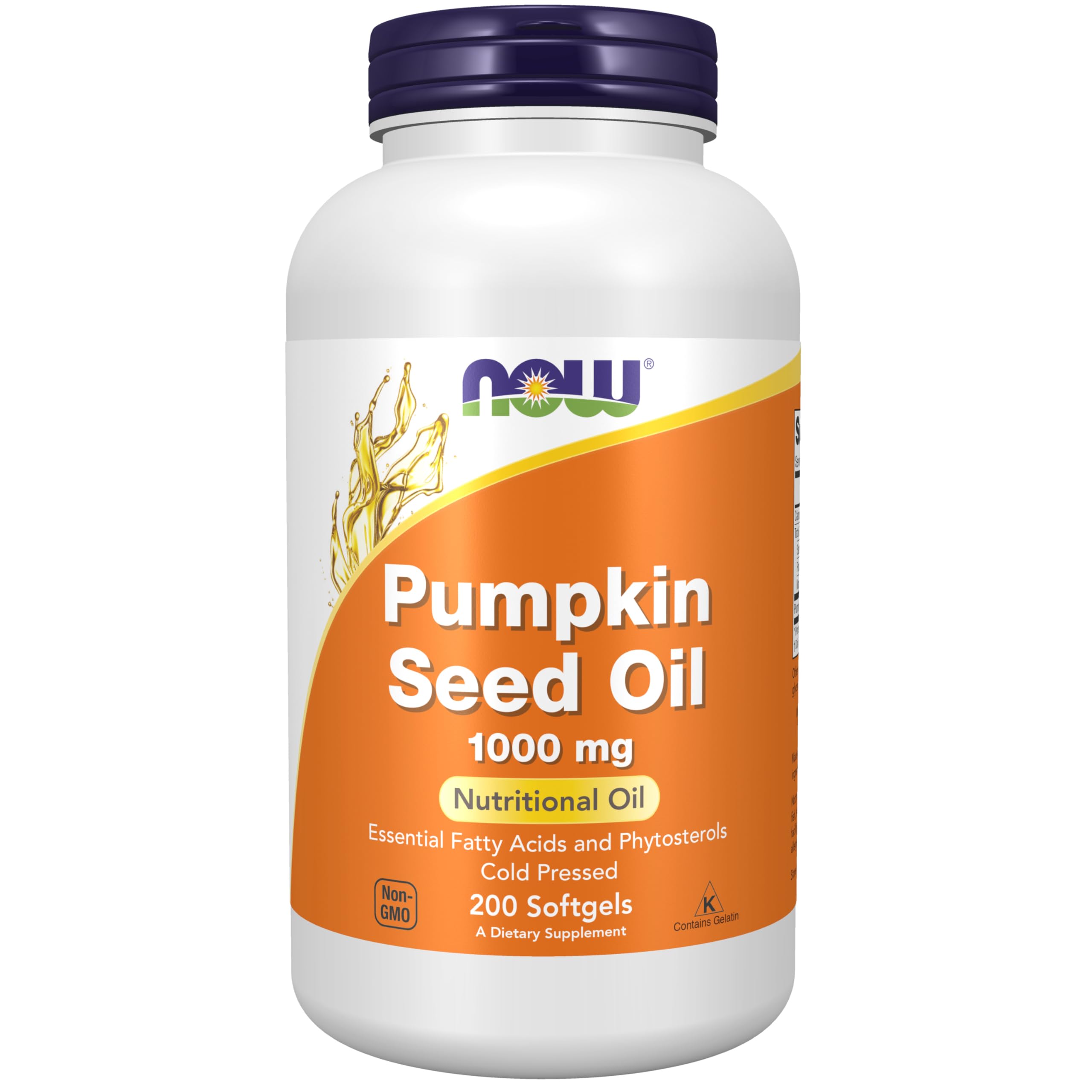 NOW Supplements, Pumpkin Seed Oil 1000 mg with Essential Fatty Acids and Phytosterols, Cold Pressed, 200 Softgels