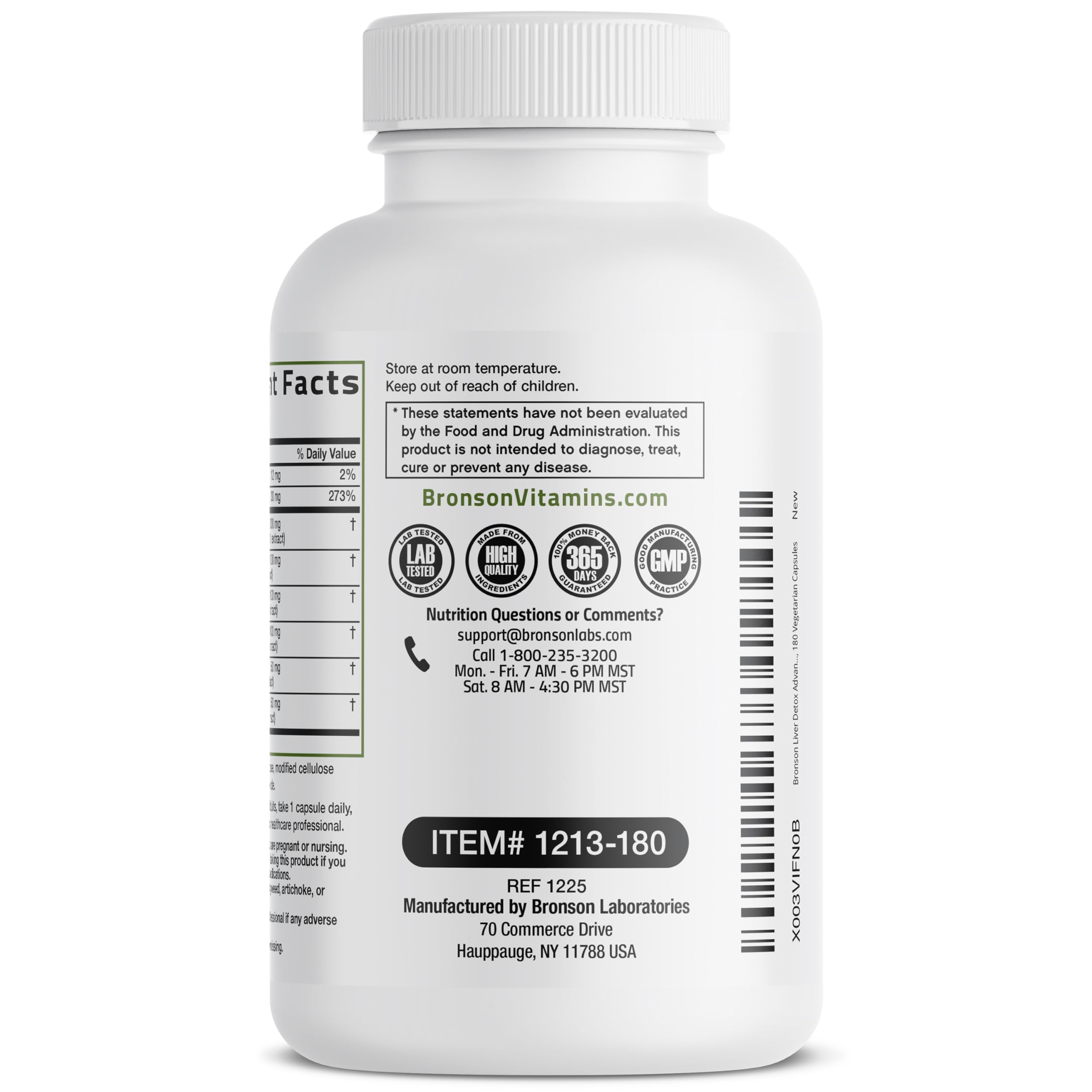 Bronson Liver Detox Advanced Detox & Cleansing Formula Supports Health Liver Function with Milk Thistle, Dandelion Extract, Turmeric, Artichoke Leaf & More, Non-GMO, 180 Vegetarian Capsules