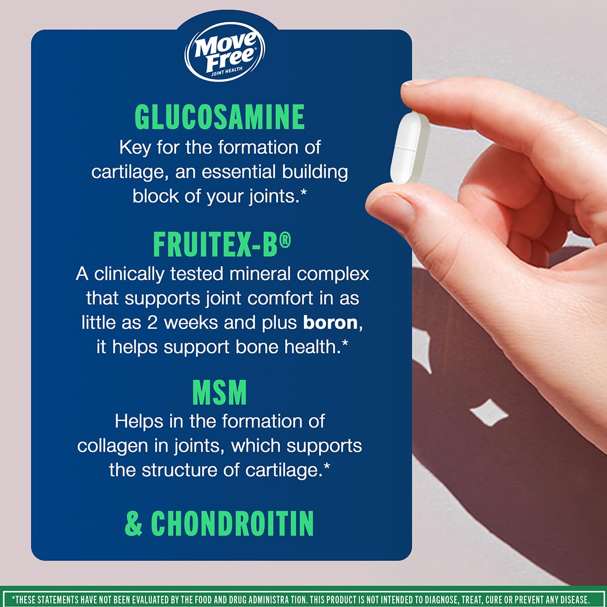 Move Free Advanced Plus MSM Coated Tablets, Joint Health Supplement with Glucosamine and Chondroitin, 120 Count, Pack of 2