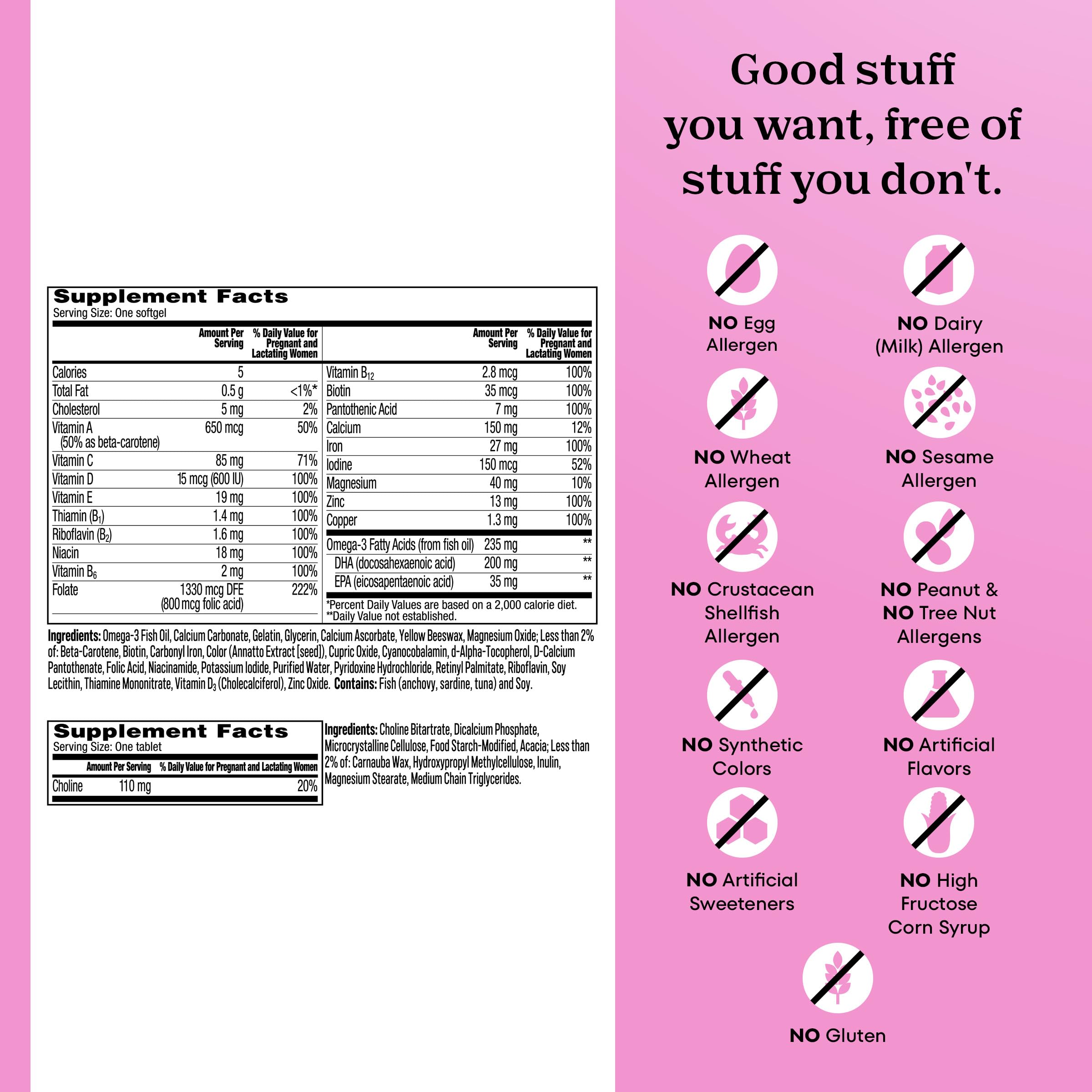 One A Day Prenatal Advanced- Prenatal Vitamins with Folic Acid, Choline, DHA & Iron, Pregnancy Vitamins for Women to Support Baby’s Development, 60+60 Ct (120 Total Set) (Packaging May Vary)