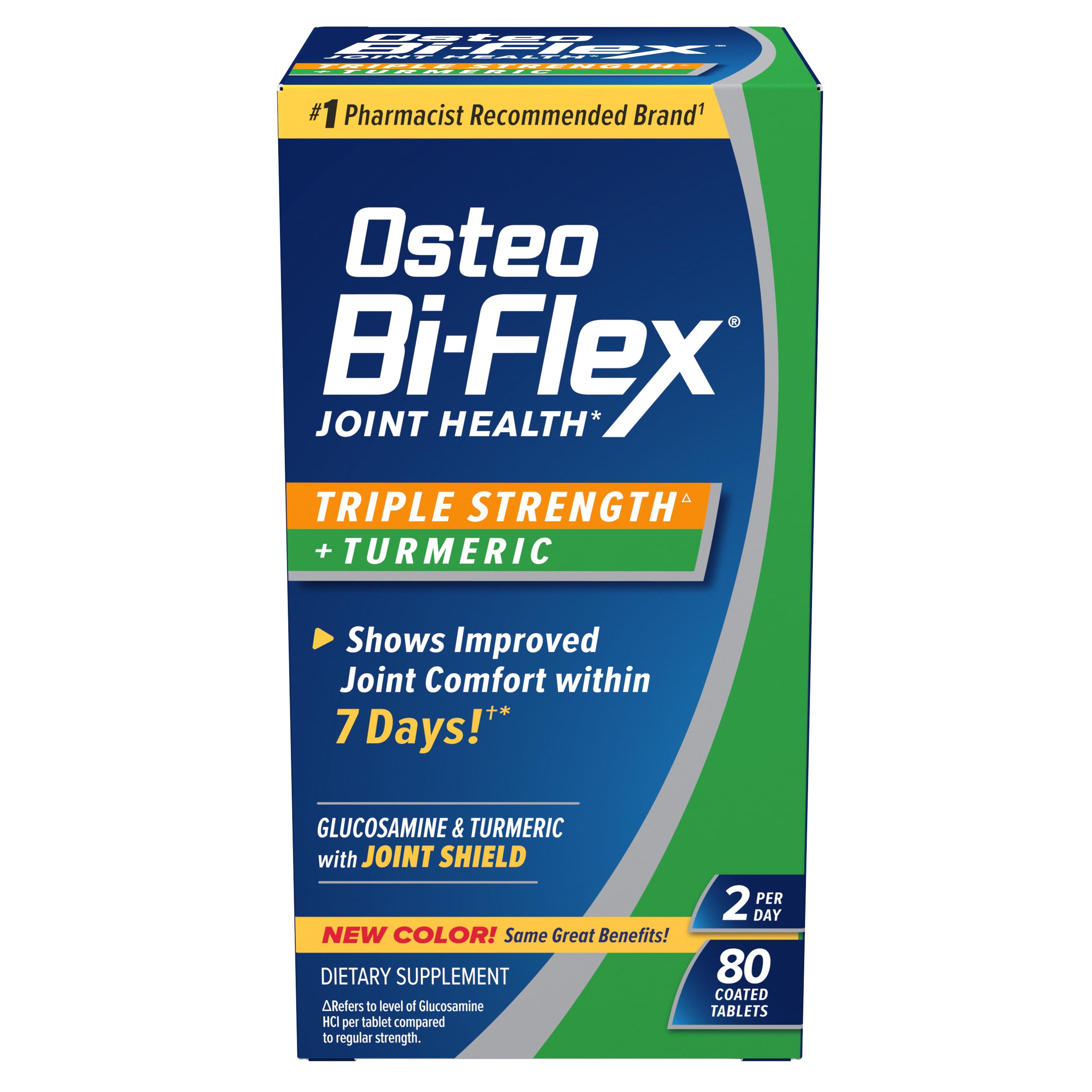 Osteo Bi-Flex Glucosamine Triple Strength Plus Turmeric Supplement with Curcumin for Joint Support and Range of Motion, 40 Day Supply, 80 Coated Tablets, Joint Health Nutritional Supplements