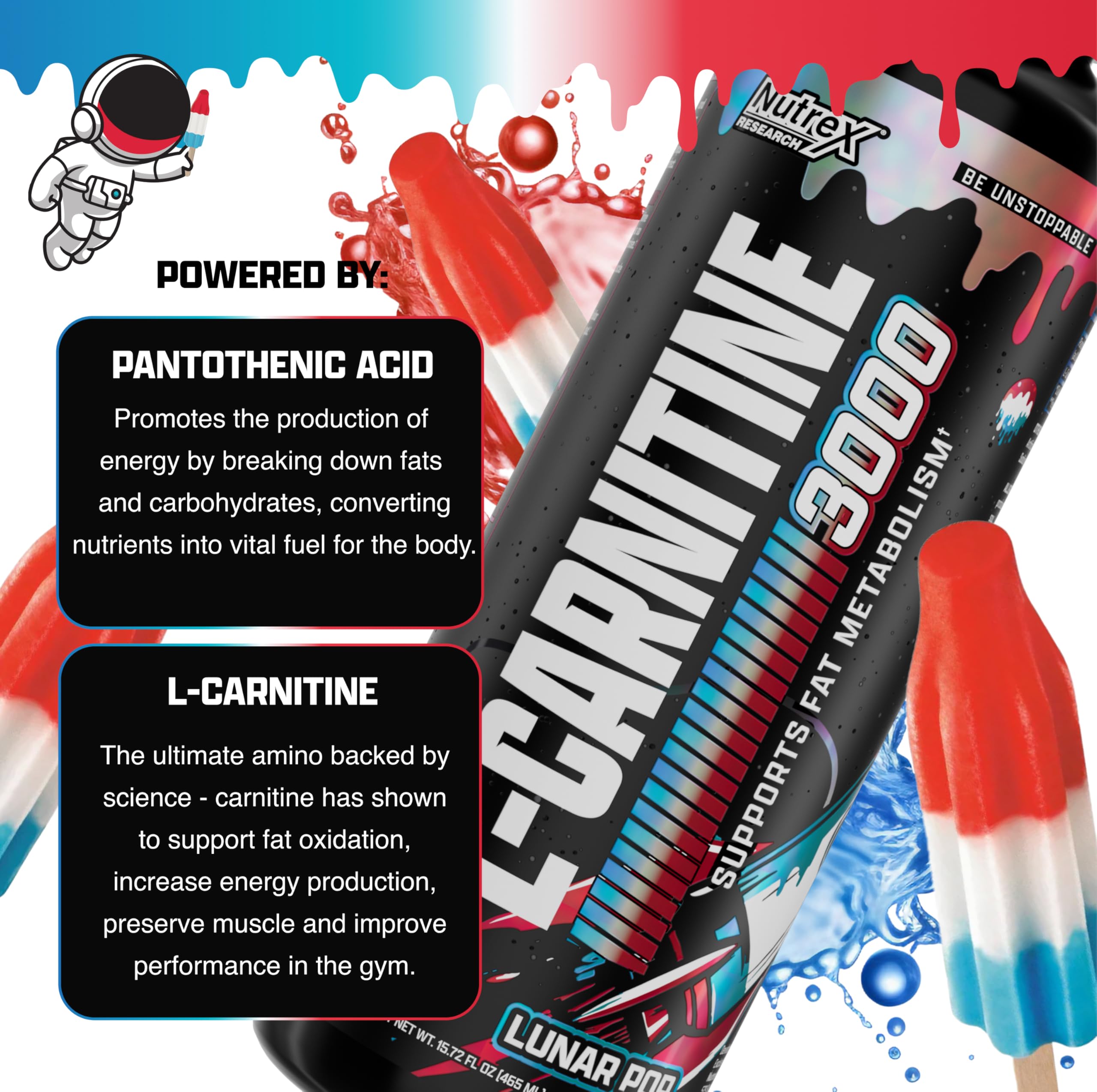 Nutrex Research Liquid Carnitine 3000 | Premium Liquid Carnitine, Stimulant Free, 31srv Oz (Lunar Pop)