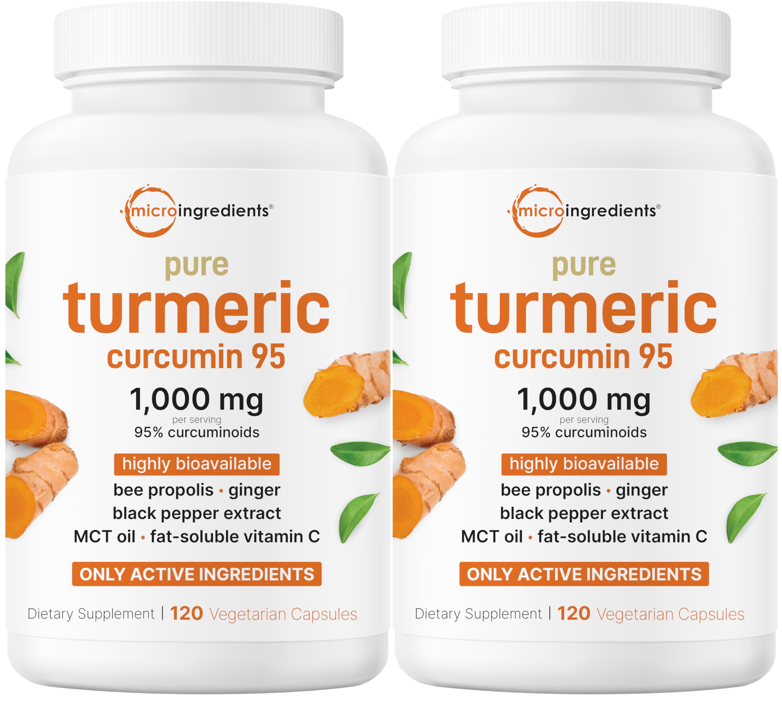 Micro Ingredients Turmeric Curcumin Supplement 1,000mg, 240 Veggie Capsules | 95% Curcuminoids with Bee Propolis, MCT Oil, Vitamin C & Black Pepper | Enhanced Absorption | Vegan, Non-GMO, Filler Free
