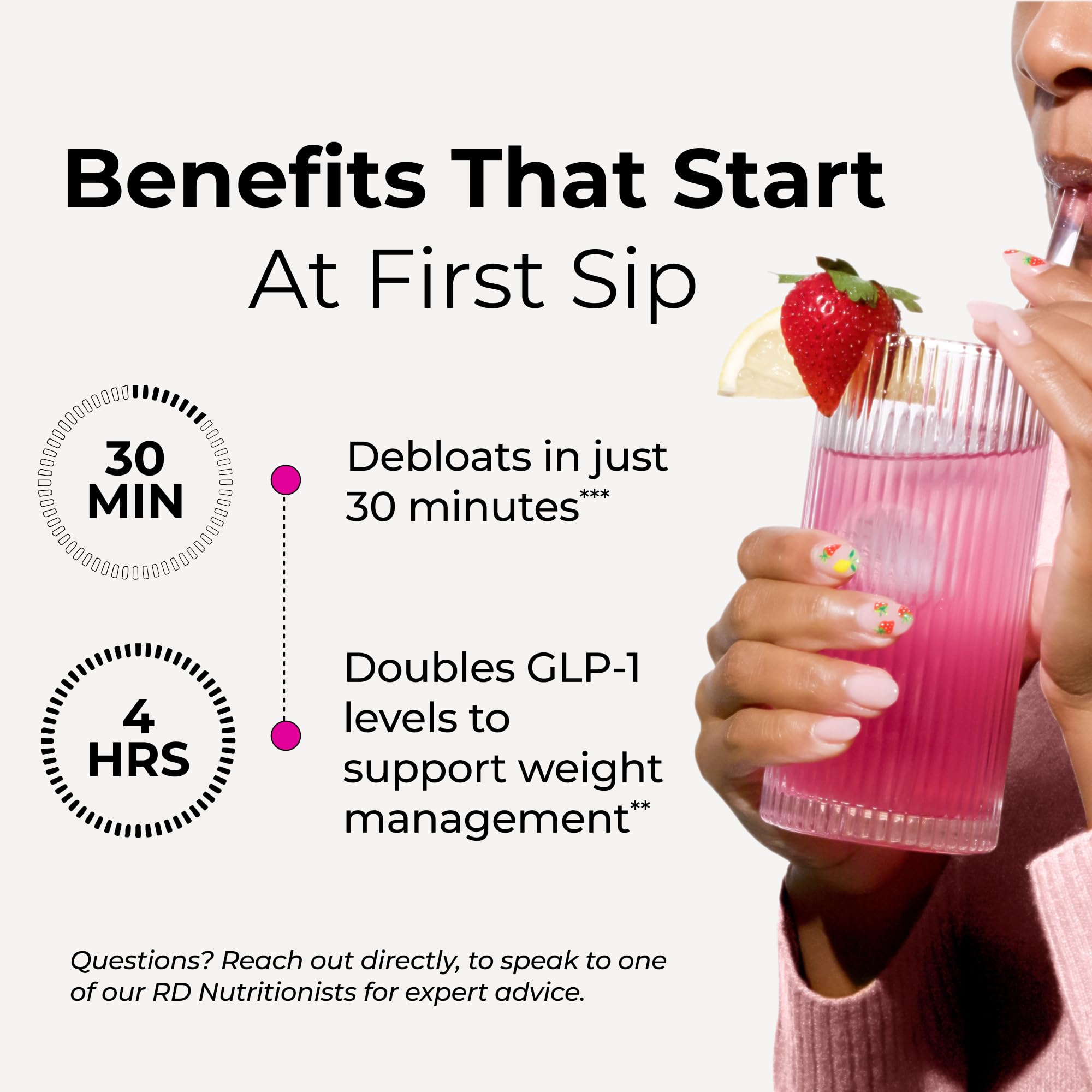 HUM Flatter Me Fiber Supplement for Women & Men, Prebiotics & Digestive Enzymes to Support Weight & Bloating, Digestive & Gut Health, Fiber Powder Drink Mix, Strawberry Lemon - 10 Servings