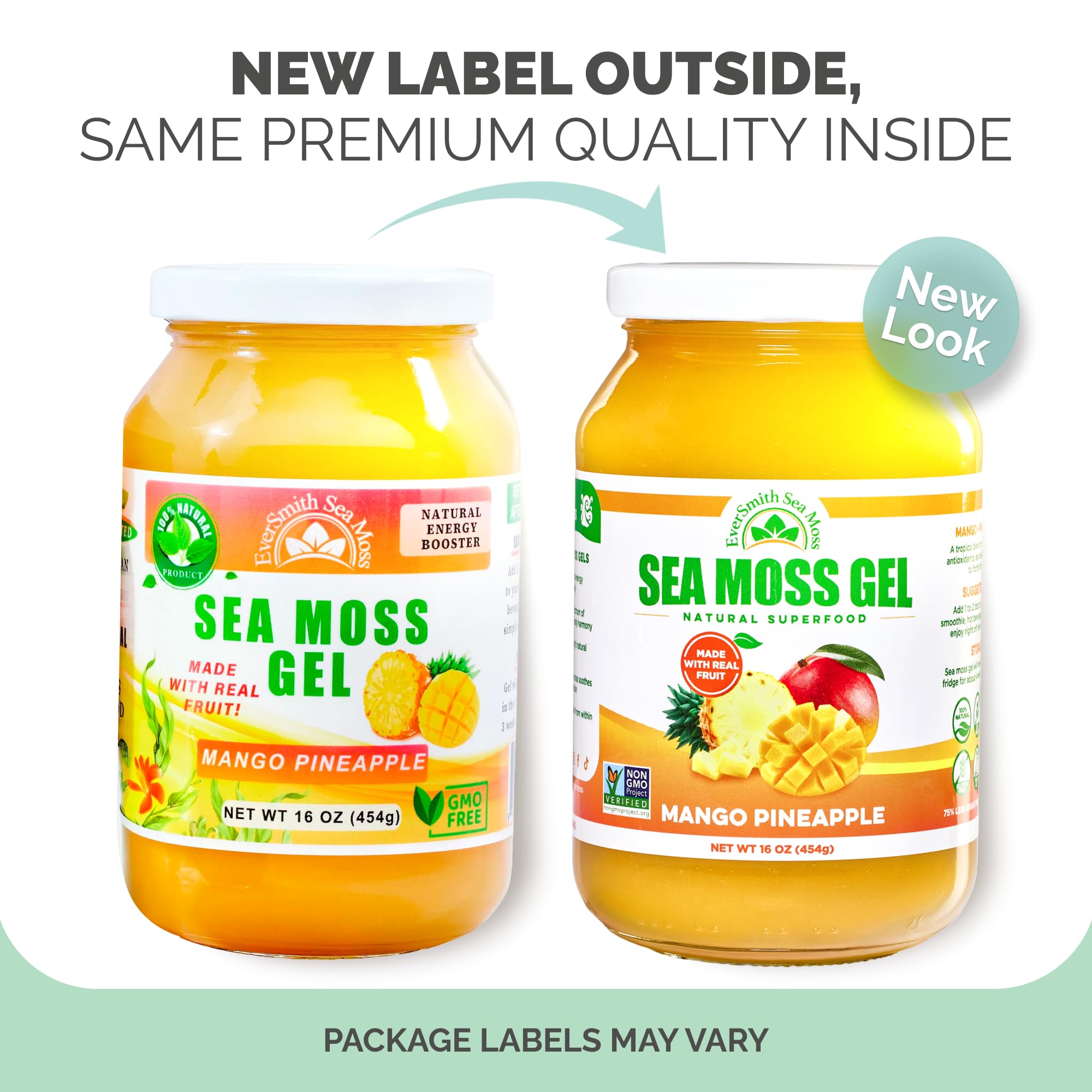 EverSmith Organics - Wildcrafted Irish Sea Moss Gel | Made in USA | Rich in Vitamins & Minerals | Sea Moss Gel Raw | Nutritional Supplement | Mango Pineapple (1 Jar)