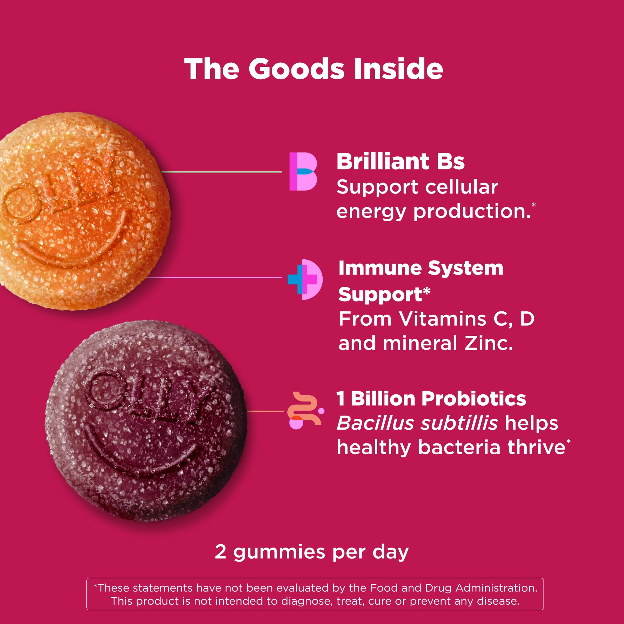 OLLY Multi + Probiotic Adult Multivitamin Gummy, 1 Billion CFUs, Digestive and Immune Support Chewable Supplement, Tropical Twist, 35 Day Supply - 70 Count