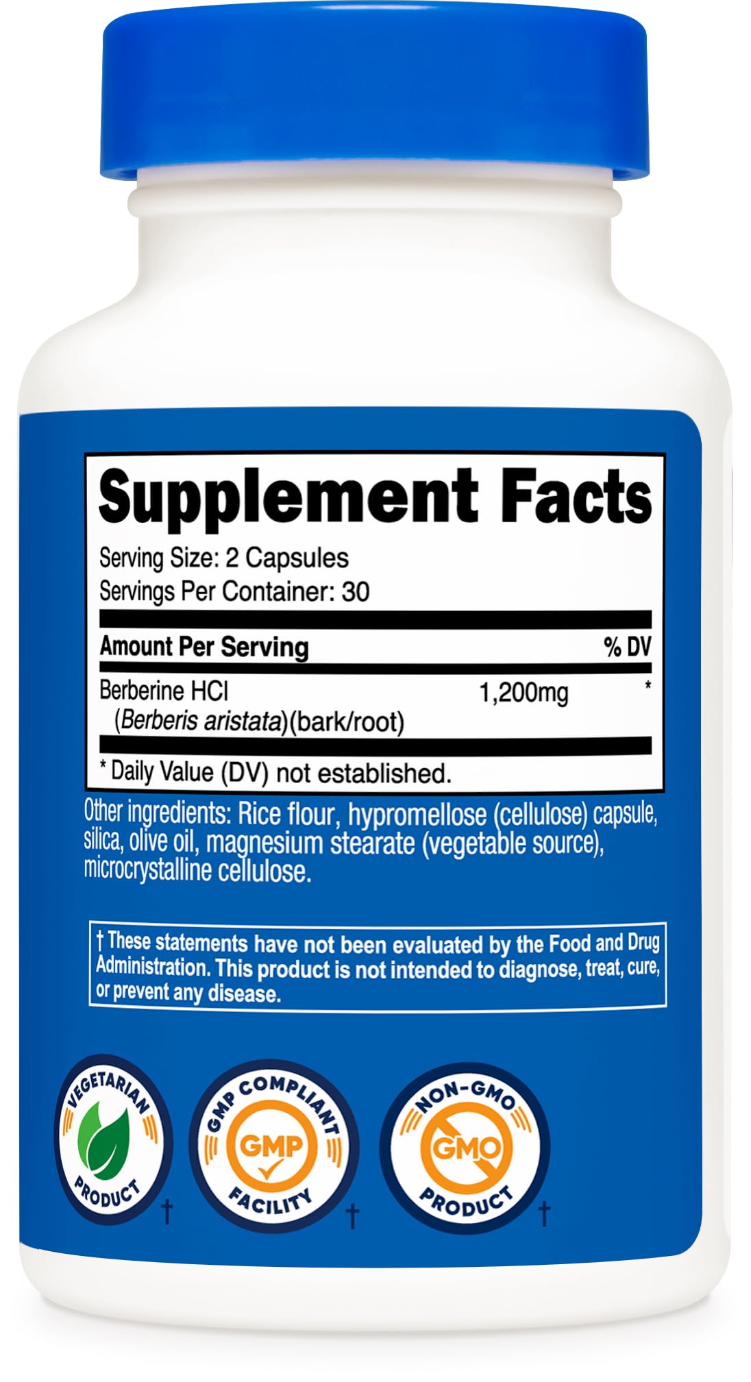 Nutricost Berberine HCl 1200mg , 60 Vegetarian Capsules - Gluten Free & Non-GMO