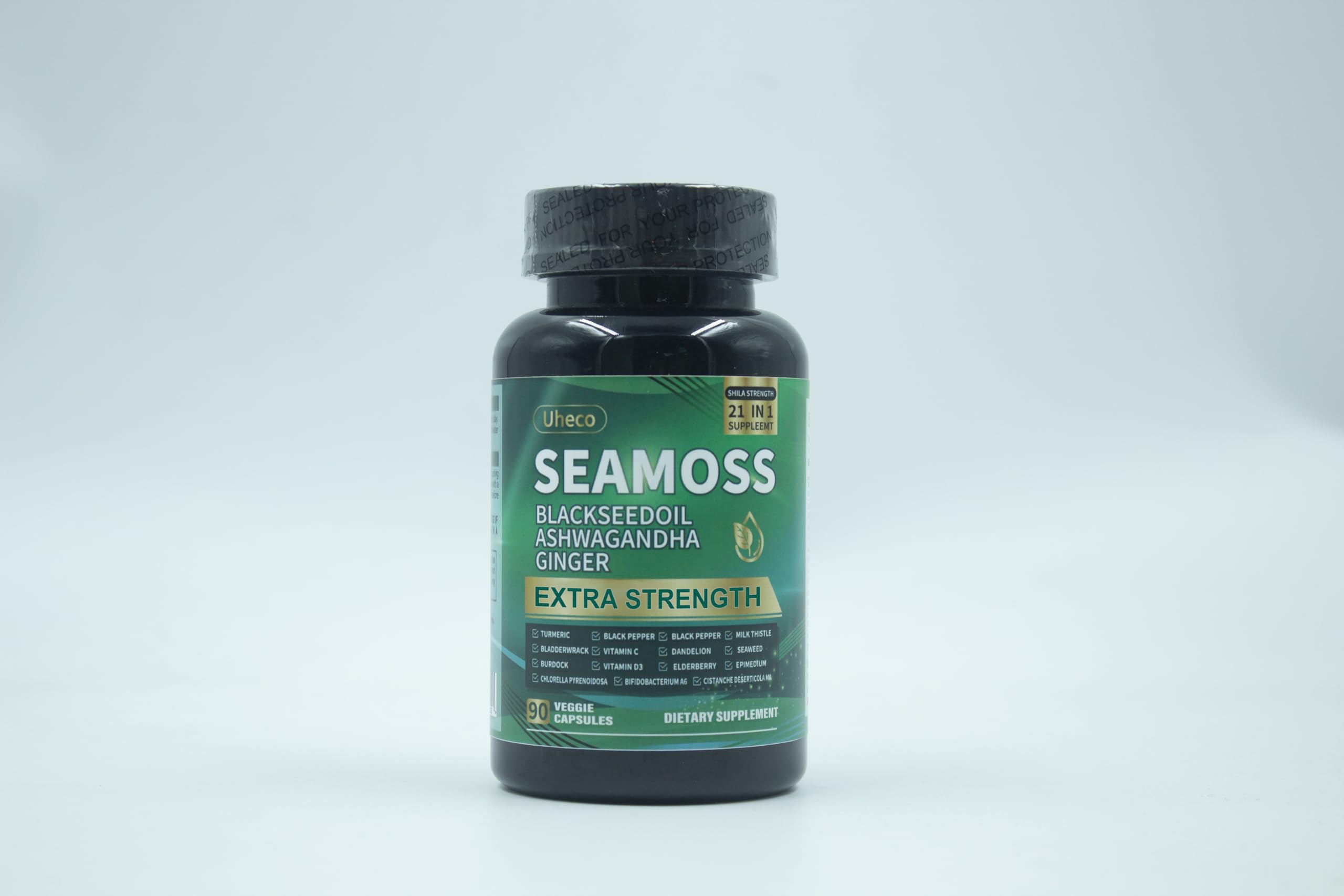 Superfood Advanced Irish Sea Moss Capsules - Sea Moss 21 in 1 Supplement Whit Black Seed, Ashwagandha, Turmeric, Bladderwrack, Burdock - 90 Count