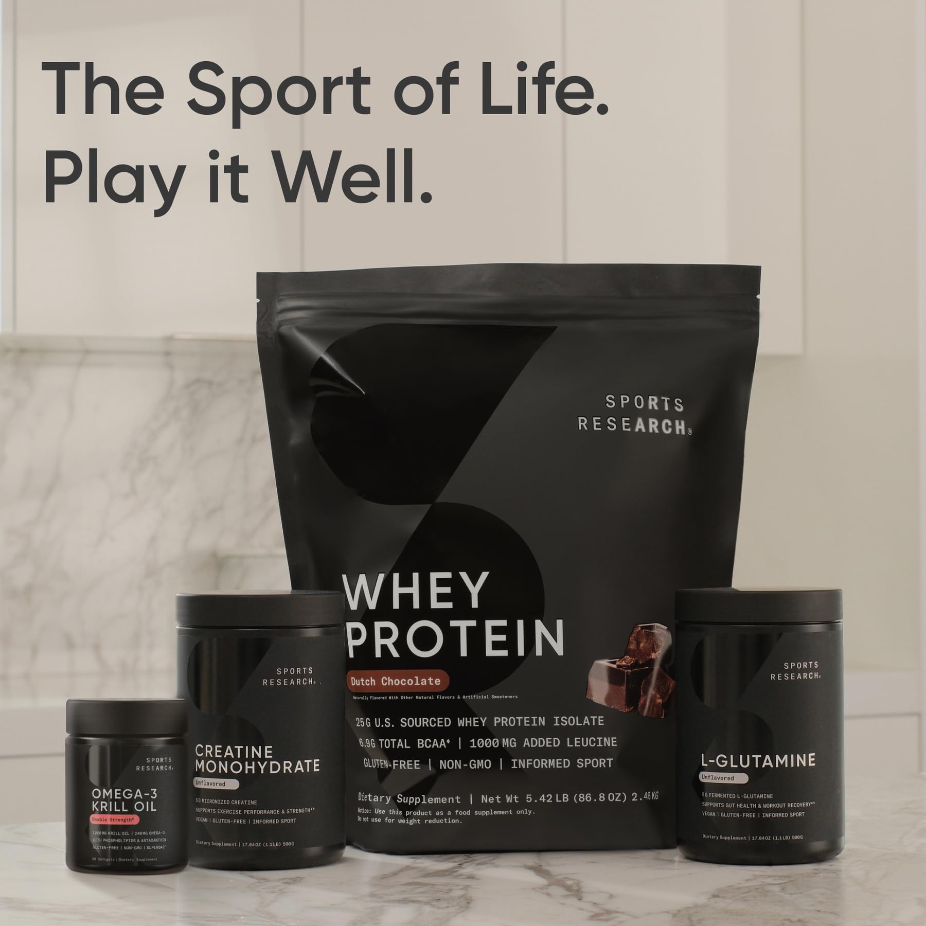 Sports Research® Omega-3 Krill Oil 1000mg (Double Strength) - Pure Antarctic Superba Krill w/Choline, Phospholipids & Astaxanthin - MSC Certified Sustainable · Non-GMO · Gluten Free - 30 Softgels