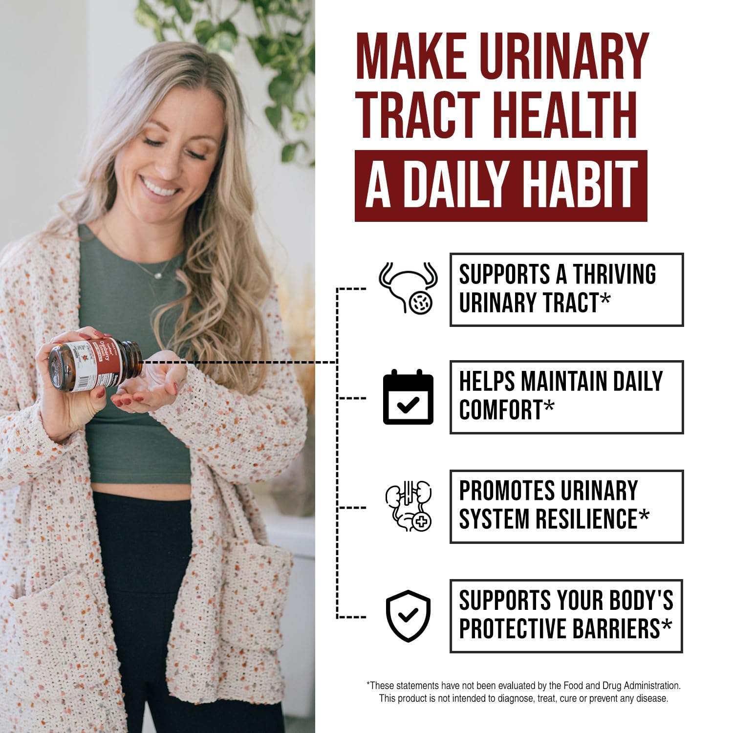 CranEaze®: Cranberry Juice Extract Plus D-Mannose – 36 mg PAC, 100% Soluble PAC - Supports Urinary Tract Health – Most Effective Cranberry Pills for Women, UTI Cranberry Supplement - 60 Capsules