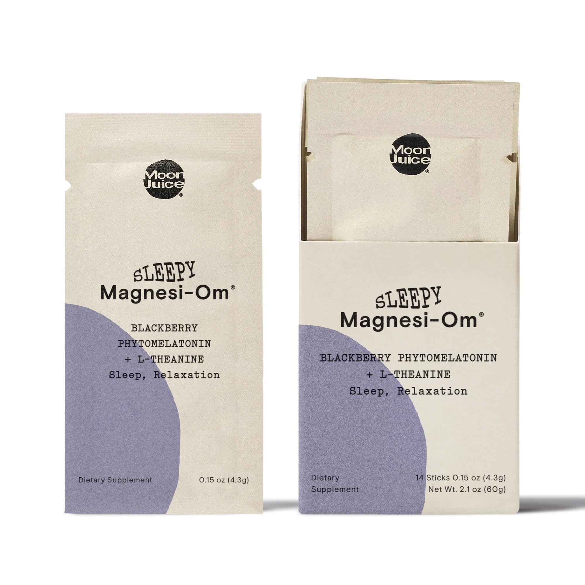 Moon Juice Sleepy Magnesi-Om - Magnesium Sleep Supplement Powder with L-Theanine & Plant-Based, Low Dose Melatonin, Sugar-Free Bedtime Drink Mix for Deep Sleep w/o Grogginess, BlackBerry, 14 Servings
