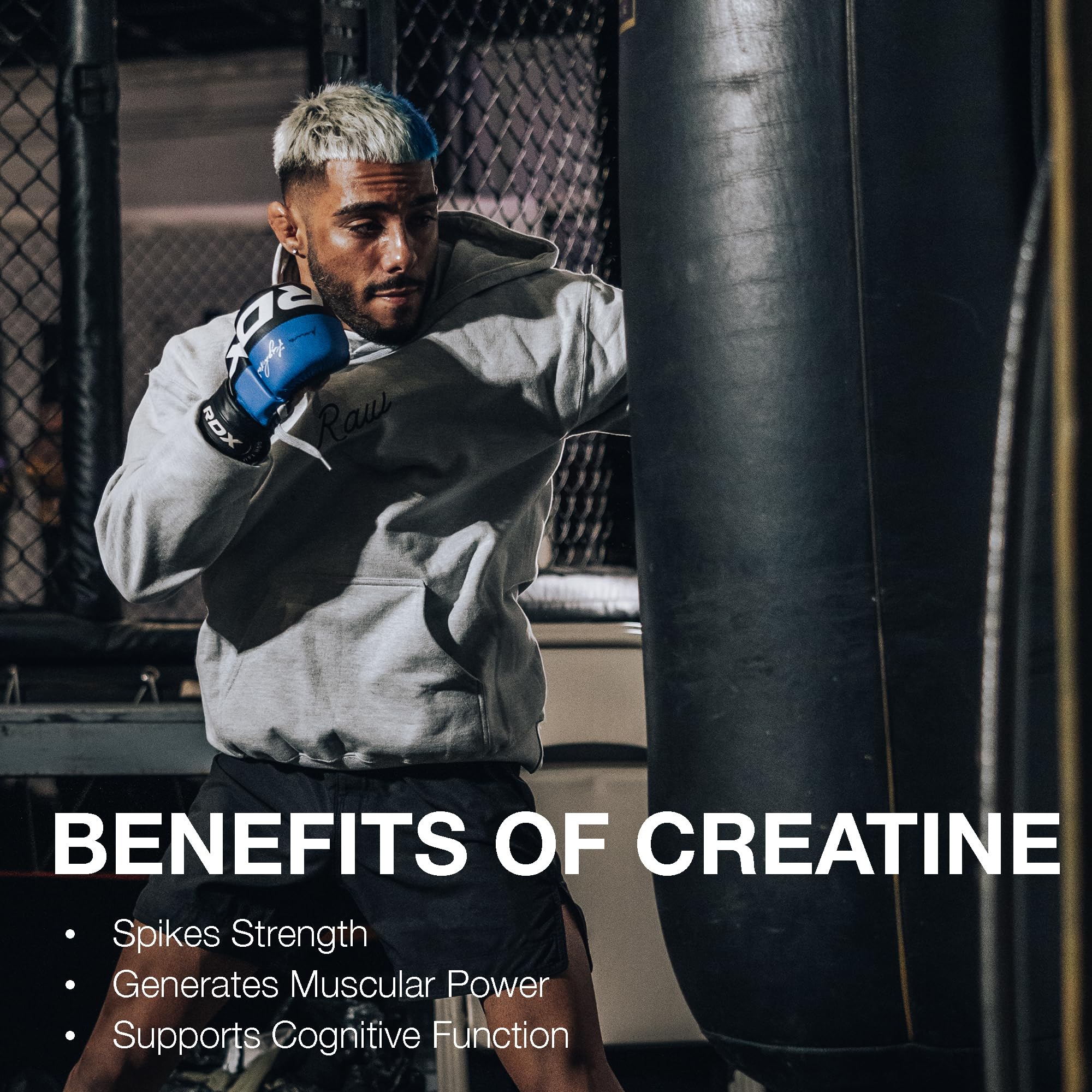 RAW Nutrition Creatine Monohydrate Powder, Unflavored (100 Servings) - Micronized Creatine Monohydrate Supplement for Workout Performance, Build Muscle & Strength - Creatine Powder for Men & Women