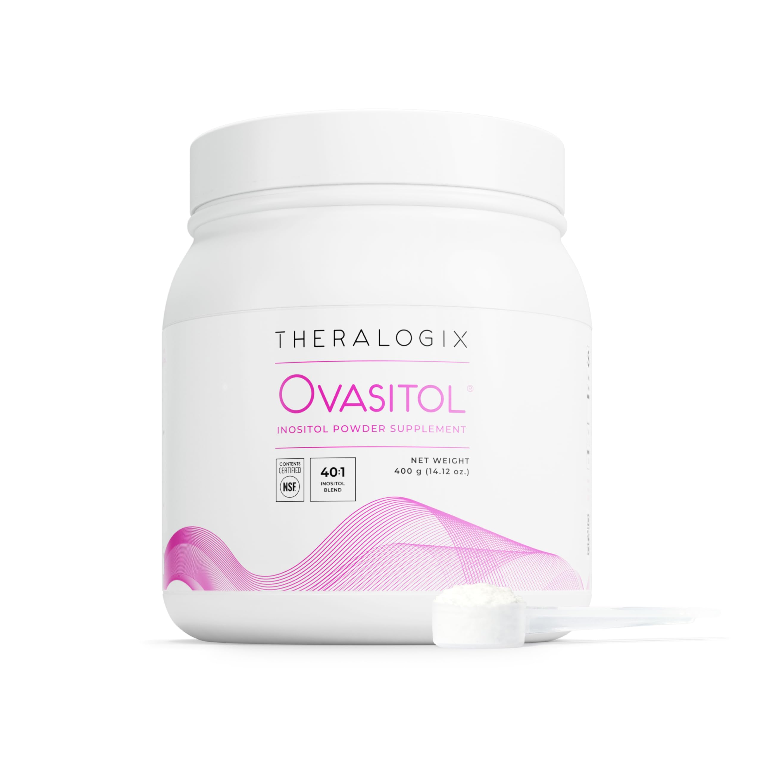 Theralogix Ovasitol Inositol Powder - 90-Day Supply - Myo-Inositol & D-Chiro Inositol for Hormone Balance & Ovarian Function Support* - NSF Certified - 400 g (180 Servings)