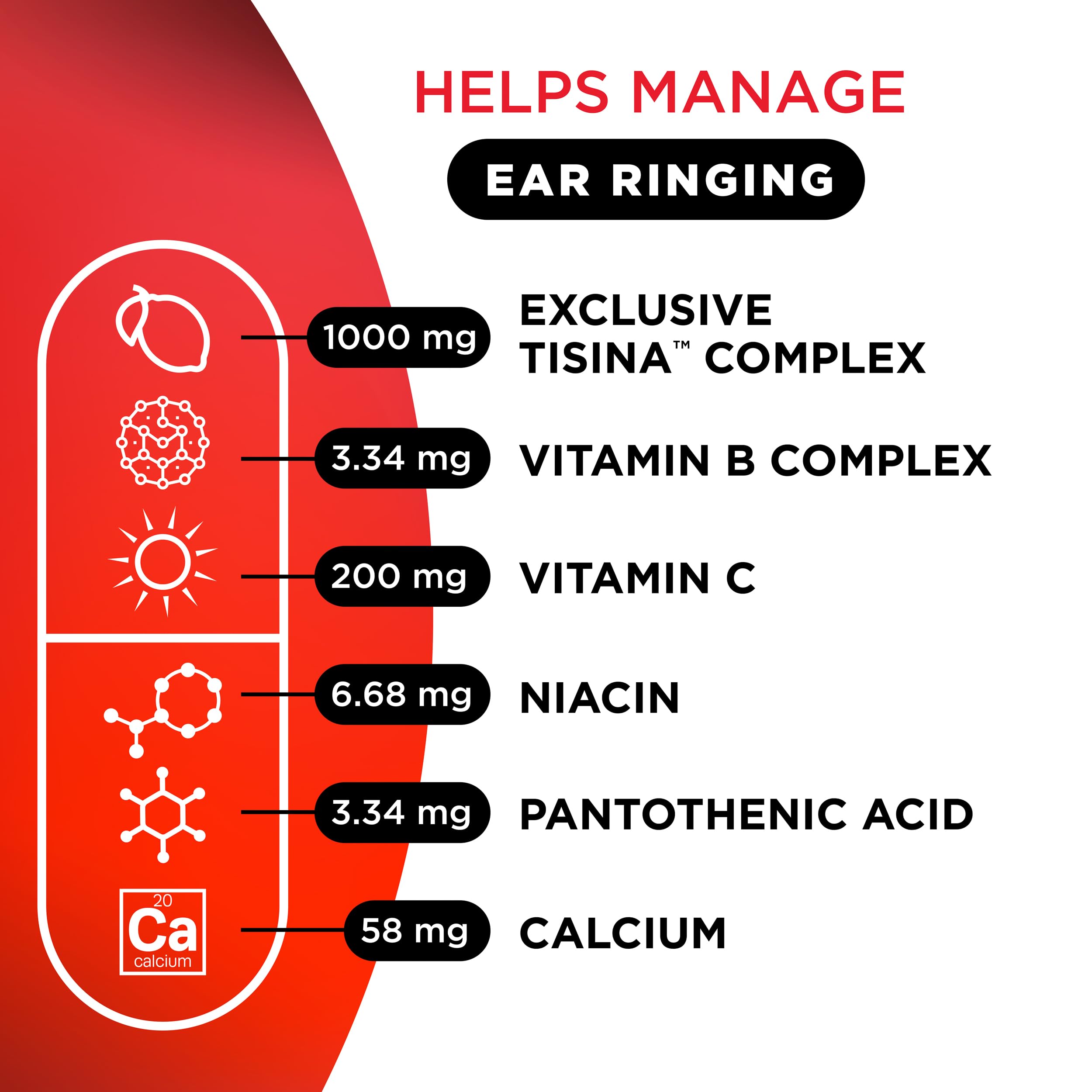 Lipo Flavonoid Ear Ringing - Doctor-Recommended for Ringing Ears – Clinically Proven Lemon Bioflavonoid Complex with Vitamins C, B1, B2, B6, B12, & Calcium - 100 Caplets