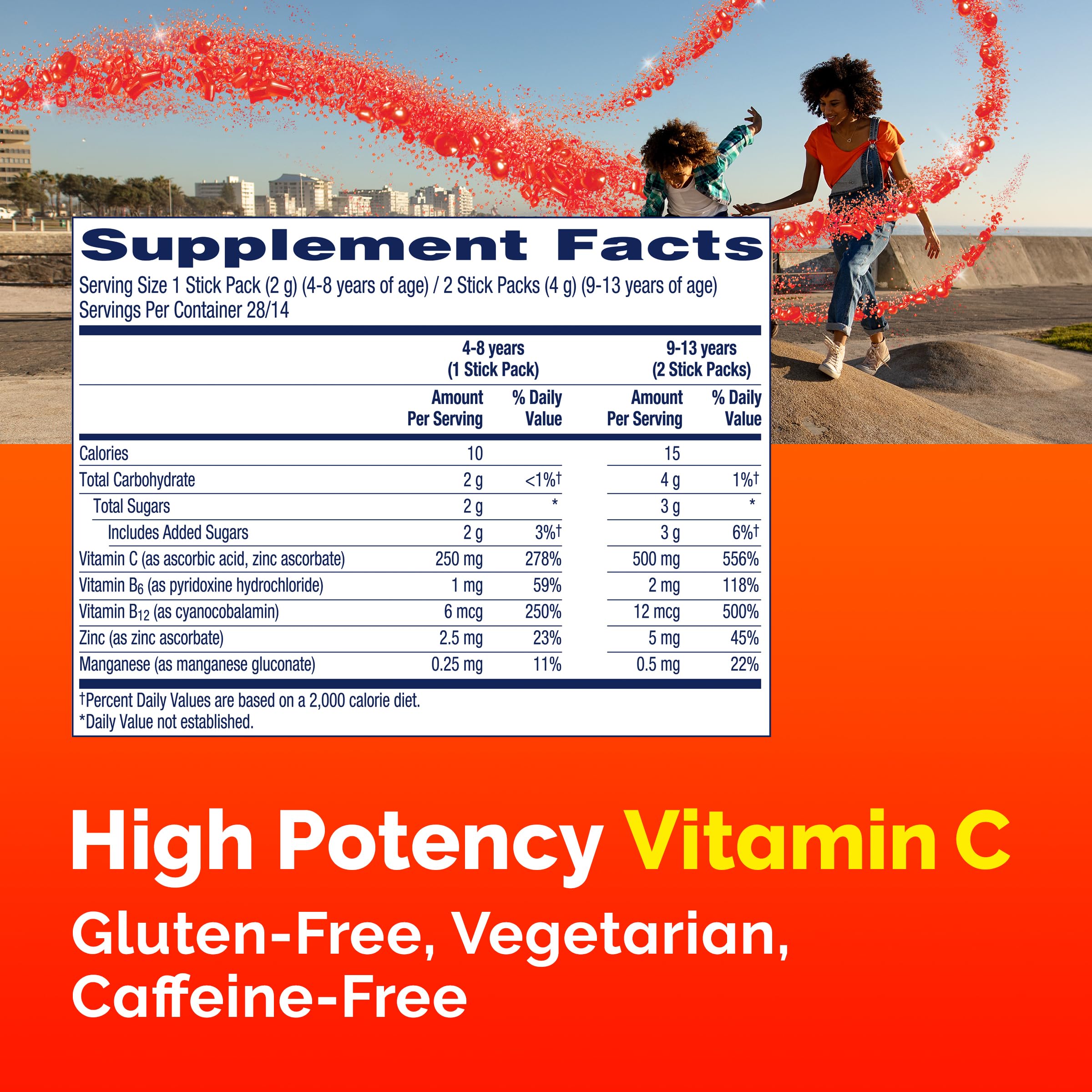 Emergen-C Kidz Crystals, On-the-Go Emergen-C Immune Support Supplement with Vitamin C, B Vitamins, Zinc and Manganese, Sparkly Strawberry, Stocking Stuffer - 56 Stick Packs