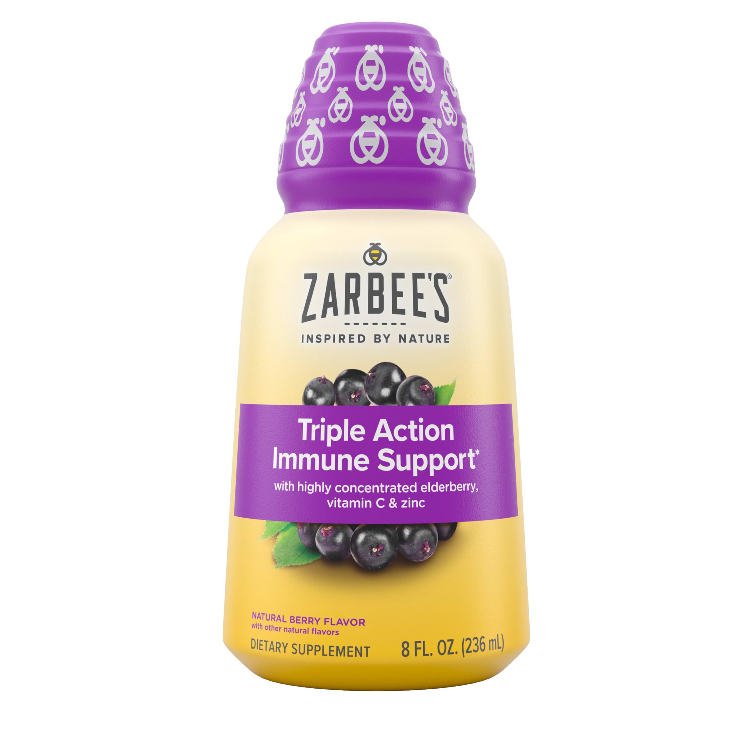 Zarbee''s Liquid Daily Immune Support, High Concentrate Liquid, with Real Elderberry Vitamin C & Zinc, Black Elderberry Flavor, For Daytime Use, 8 Fl Oz, brand is Zarbee''s