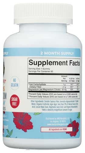 Kids Magnesium Citrate Gummies by MaryRuth's | 2 Month Supply | Sugar Free | Calm Magnesium Gummies for Kids 2+ | Bone Health | Calcium Absorption | Essential Mineral | Vegan | 60 Count