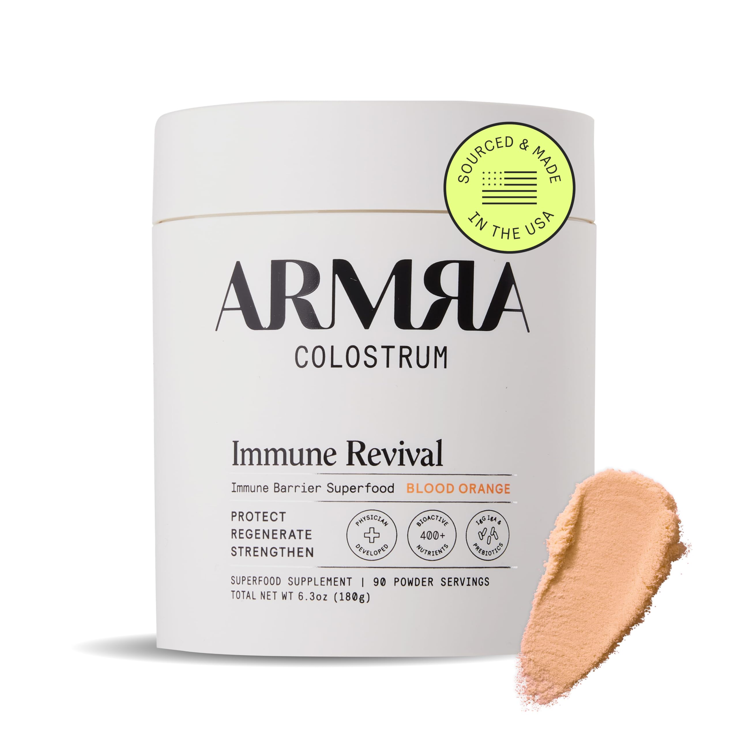 ARMRA Colostrum Powder | Blood Orange | Gut Health & Bloating | Skin & Hair | Immunity | Keto, Gluten & Fat-Free | 90 Servings