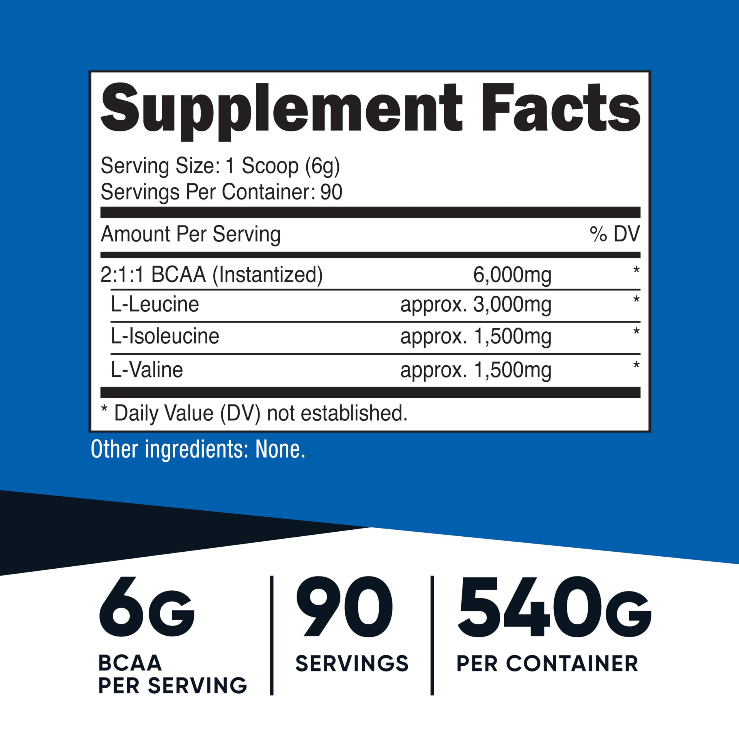 Nutricost BCAA Powder 2:1:1 (90 Servings, No Flavor Added) - Branched Chain Amino Acids