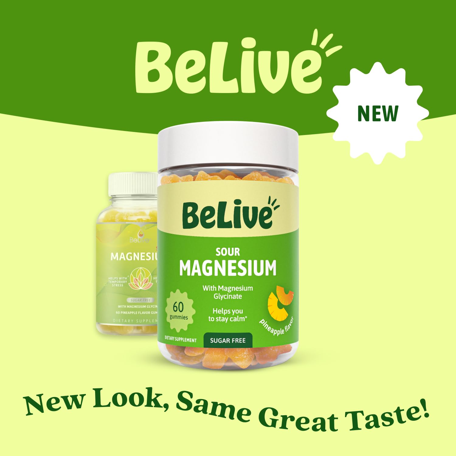 BeLive Magnesium Gummies 200mg - 60 Ct | Magnesium Glycinate Supplements for Relaxation, Stress Relief, and Sleep for Adults & Kids - Tasty and Tangy Pineapple Flavor
