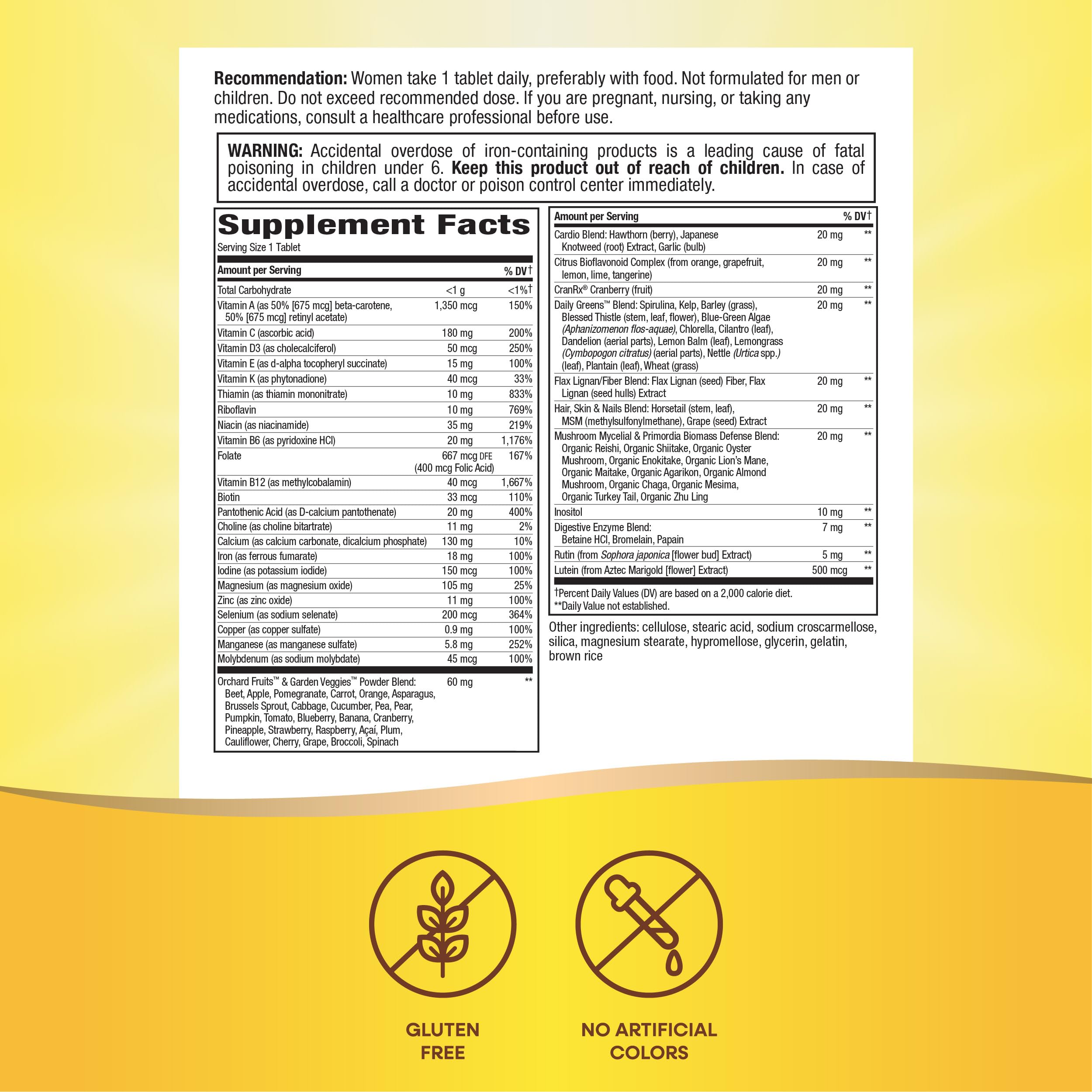 Nature's Way Alive! Ultra Multivitamin for Women, Complete Daily Women's Vitamins, High Potency Formula, Promotes Energy Metabolism and Muscle Function*, Vitamin A, C, D, Methylated B12, 60 Tablets