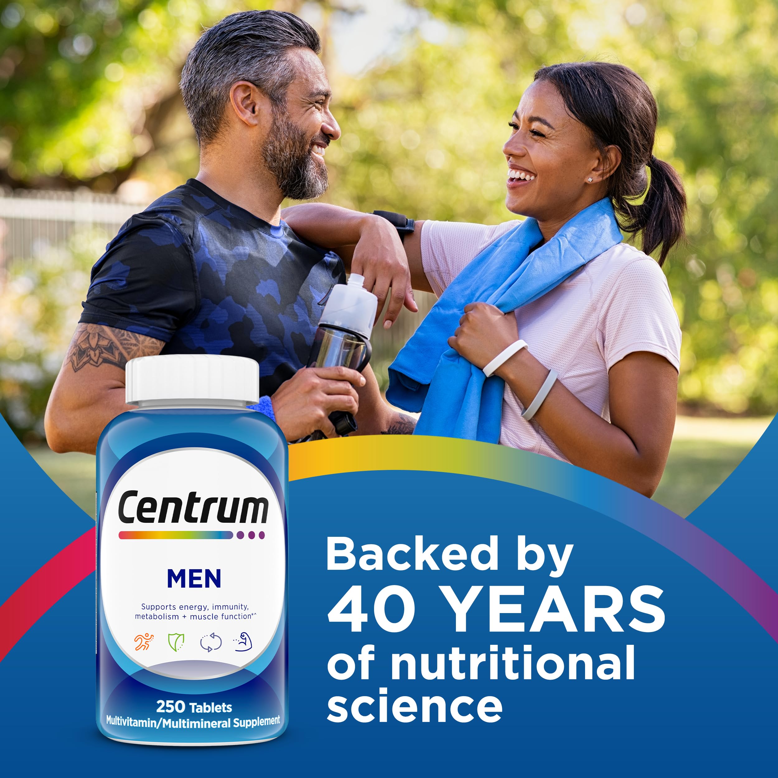 Centrum Multivitamin for Men, Multivitamin/Multimineral Supplement with Vitamin D3, B Vitamins and Antioxidants, Gluten Free, Non-GMO Ingredients - 250 Count