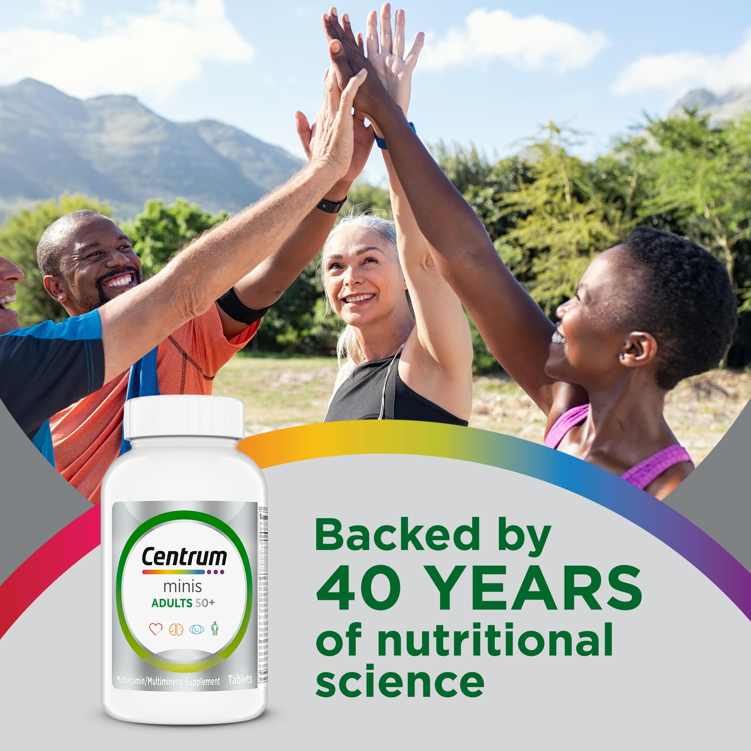 Centrum Minis Silver Multivitamin for Adults 50 Plus, Multimineral Supplement, Vitamin D3, B-Vitamins, Gluten Free, Non-GMO Ingredients, Supports Memory and Cognition in Older Adults - 320 Ct