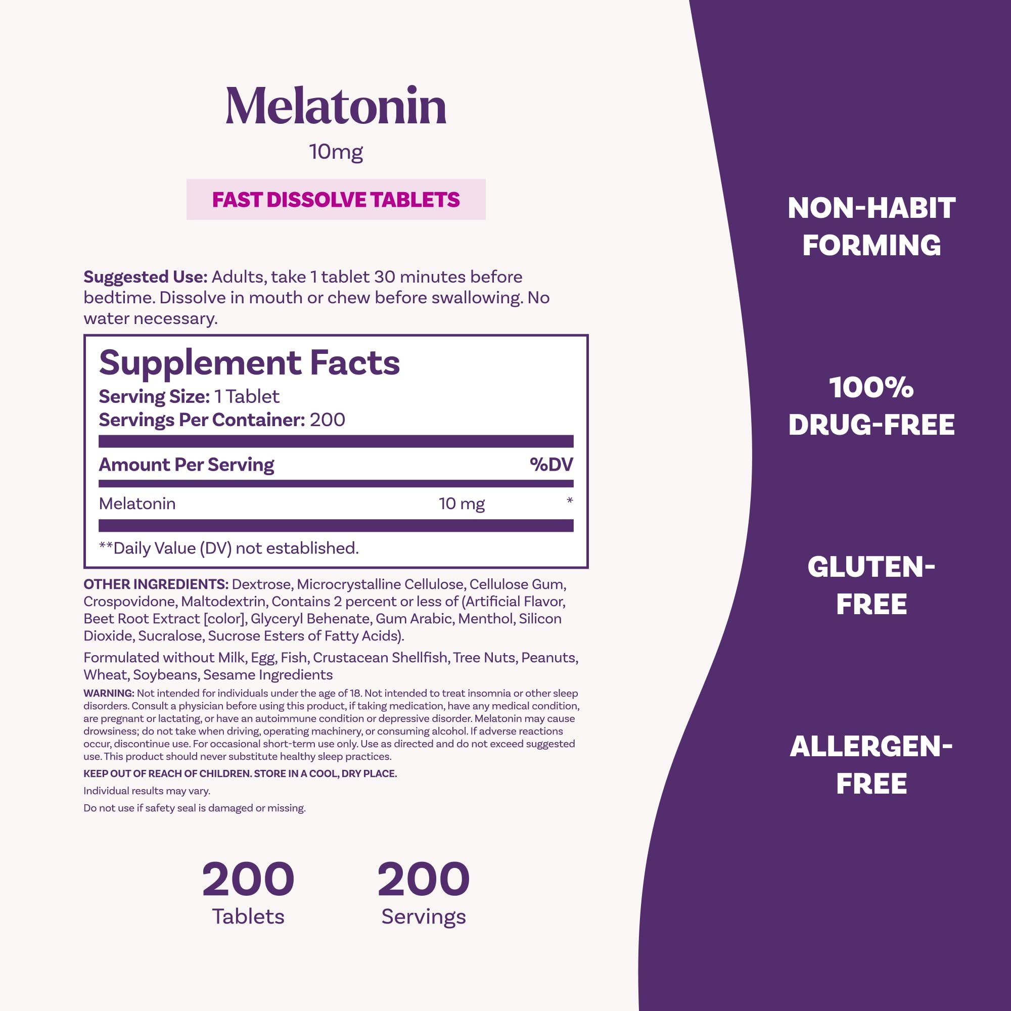 Natrol Melatonin 10mg Fast Dissolve Tablets - Strawberry Flavor, 200 Count, Sleep Support, Fast Dissolve Melatonin for Adults, 200-Day Supply