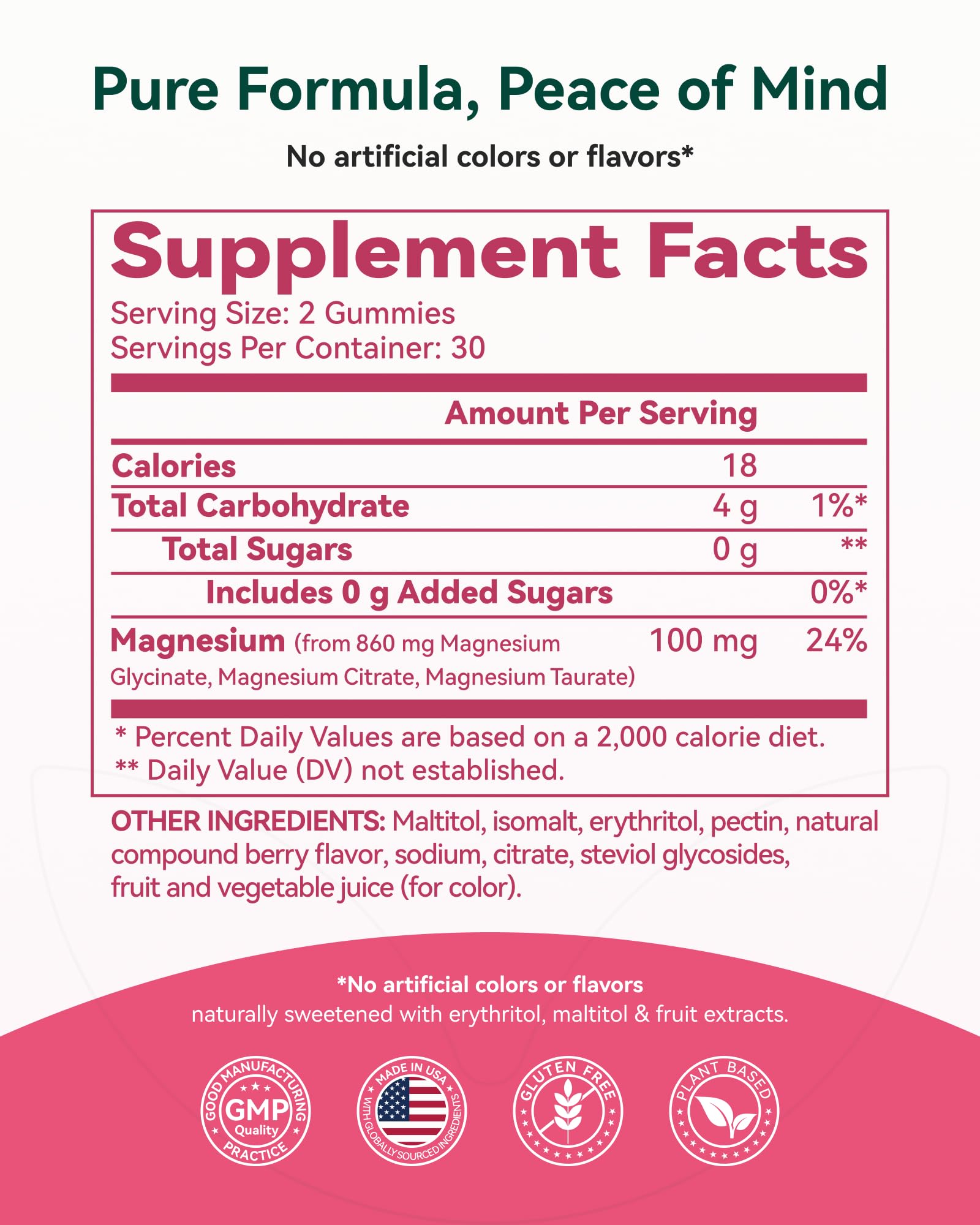 Magnesium Glycinate Plus Gummies 860mg, Sugar-Free, Non-GMO, Gluten-Free, Magnesium Gummies for Adults & Kids, Sleep, Relaxation & Focus, Magnesium Supplement for Women, Mixed Berry Flavor, 60 Count