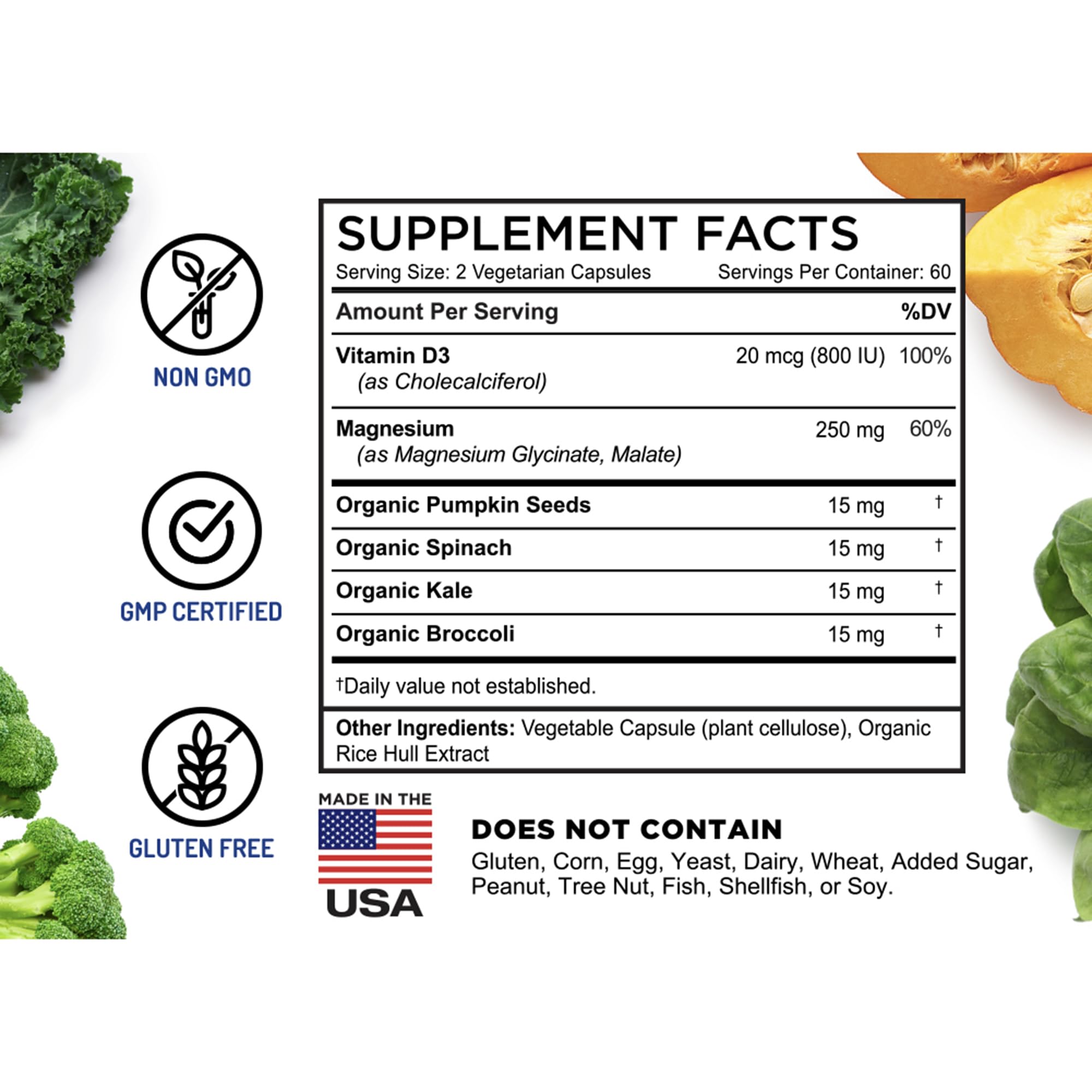 FarmHaven Magnesium Complex –Magnesium Glycinate & Malate w/Vitamin D3, 100% Chelated for Max Absorption, Vegetarian – Bone Health, Nerves, Muscles, 120 Capsules, 60 Days