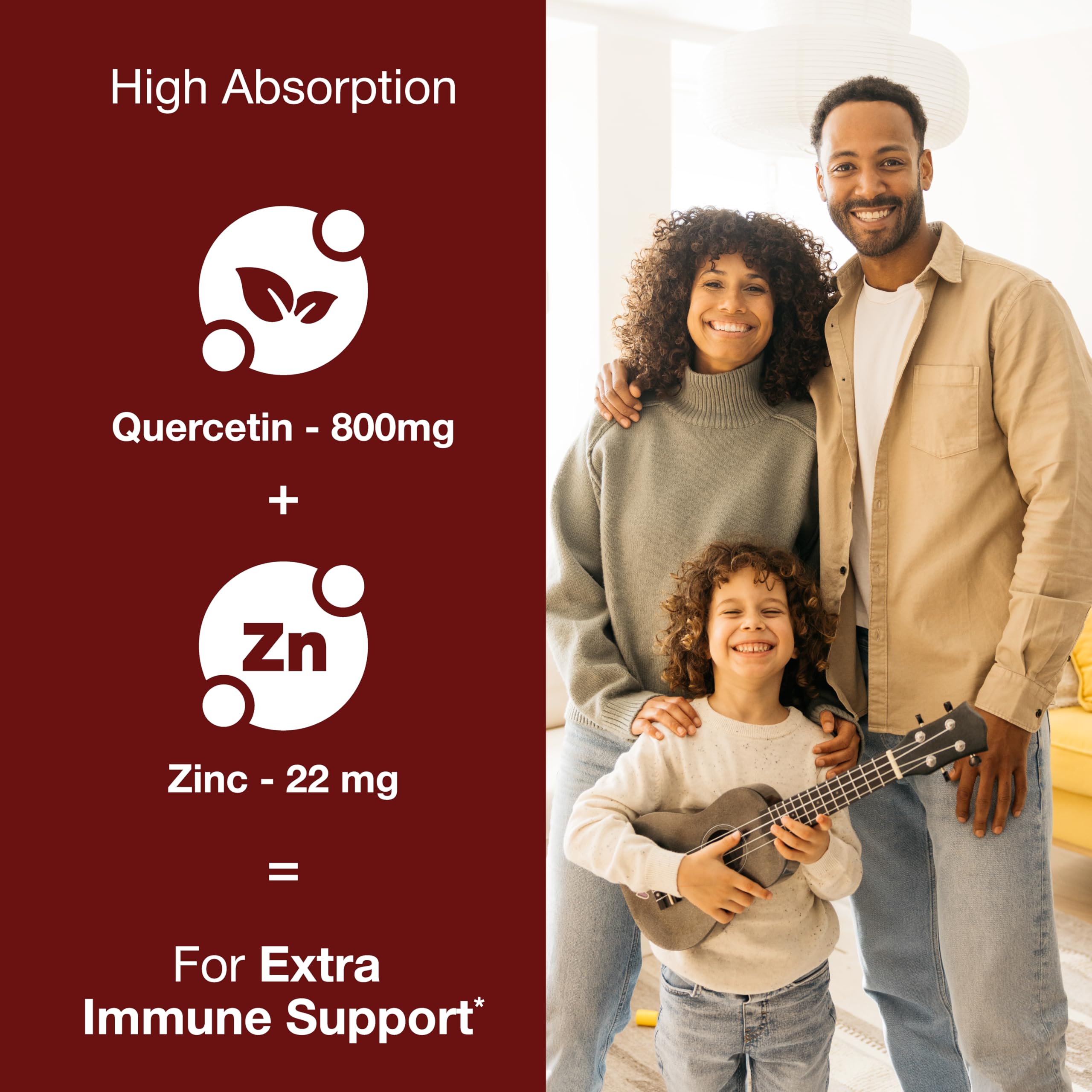 Sandhu's Zinc Quercetin 120 Vegetarian Capsules (Pack of 2) | High Absorption Zink Supplements for Immunity and Seasonal Allergy | Antioxidant Immune Support for Men and Women | Easy to Swallow