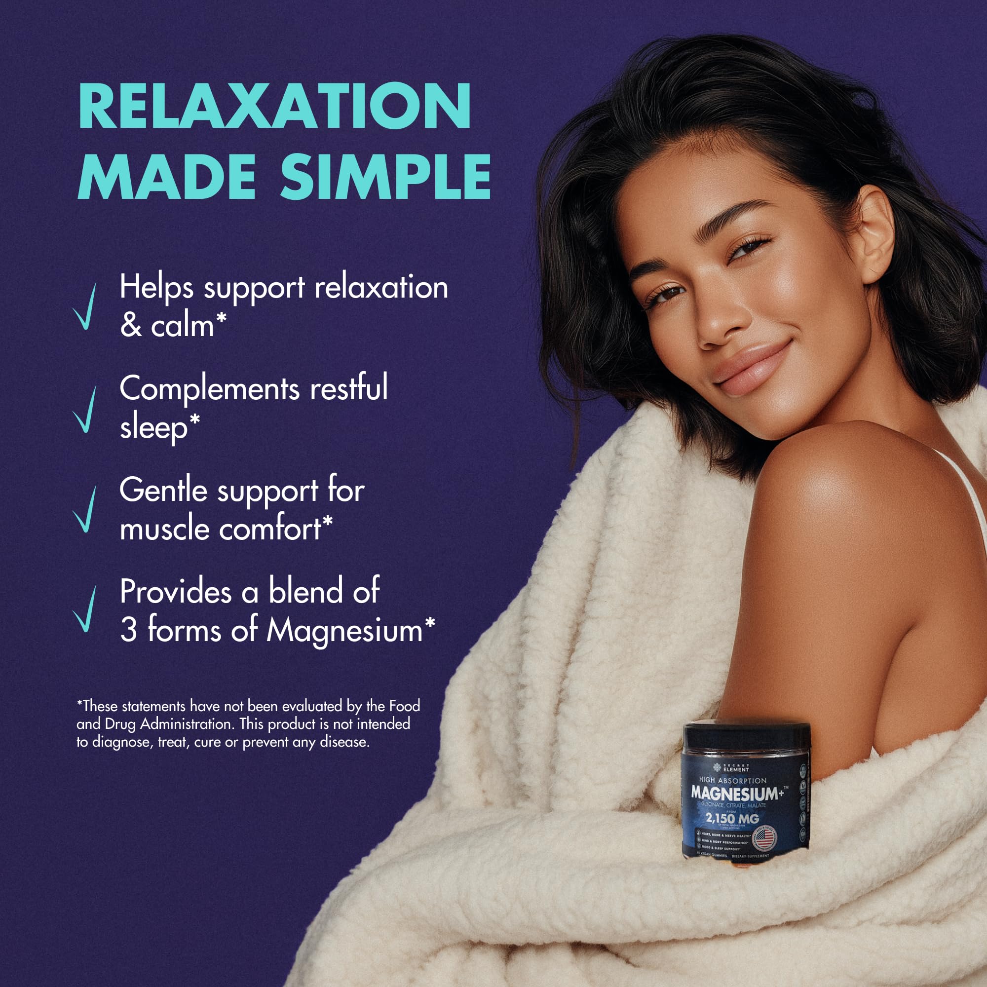 Magnesium Glycinate 2150MG Gummies for Women and Men, High Absorption Magnesium Glycinate, Citrate, Malate, Sugar Free, Vegan, 60 Chews, Pack of 2, Orange