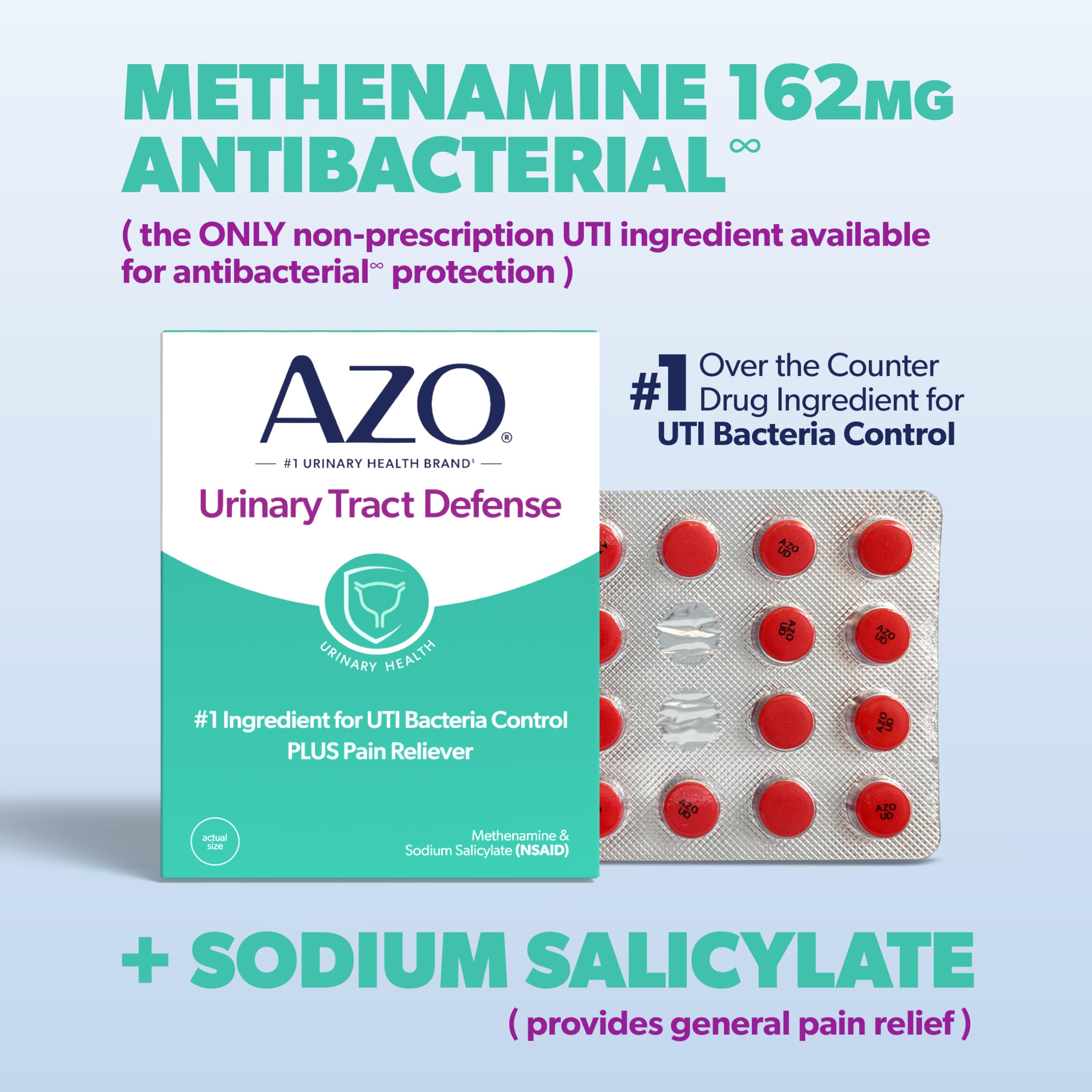 AZO Urinary Tract Defense Antibacterial Protection Helps Control a UTI Until You Can See a Doctor #1 Most Trusted Urinary Health Brand 48 Tablets