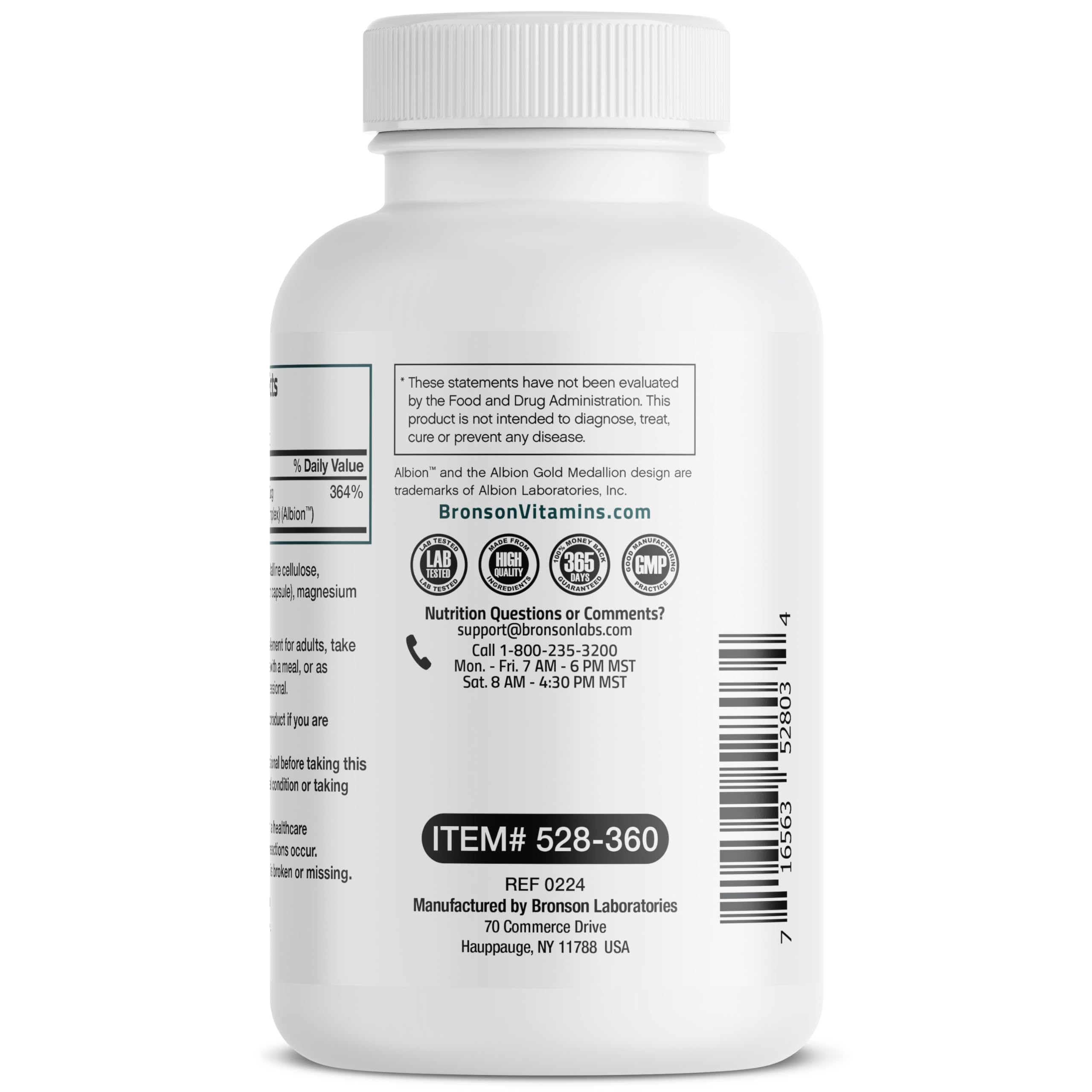 Bronson Selenium 200 mcg – Yeast Free Chelated Amino Acid Complex - Essential Trace Mineral with Superior Absorption, 360 Vegetarian Capsules