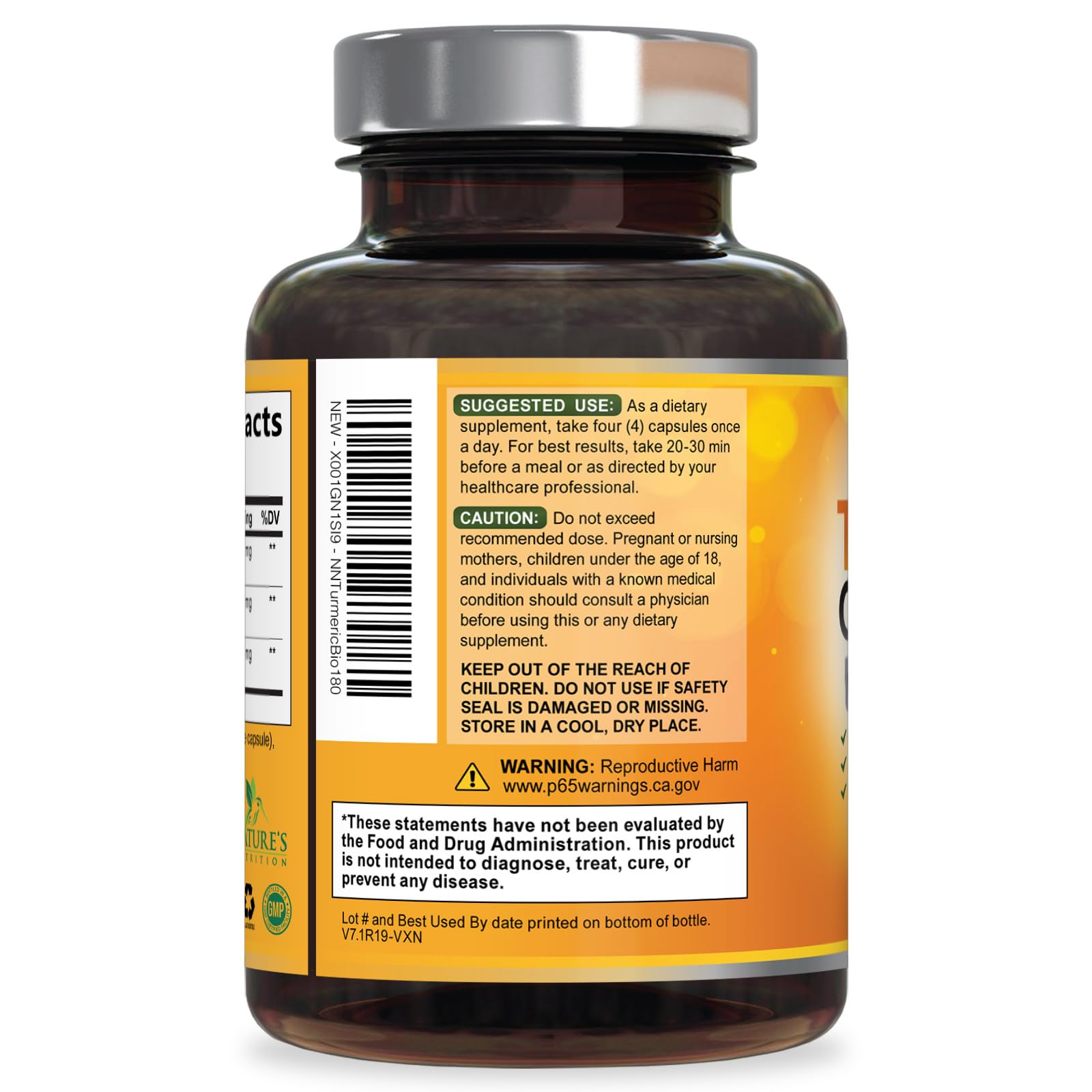 Turmeric Curcumin Supplement 2600mg - 95% Curcuminoids with Organic Turmeric & BioPerine Black Pepper Extract for Best Absorption, Natural Vegan Joint Support, Non-GMO, Bottled in USA - 180 Capsules