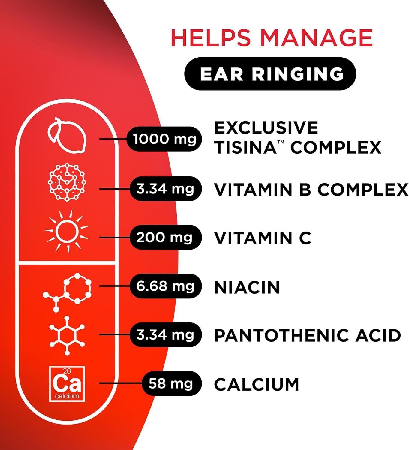 Lipo-Flavonoid Ear Ringing - Doctor-Recommended for Ringing Ears - Clinically Proven Lemon Bioflavonoid Complex with Vitamins C, B1, B2, B6, B12, & Calcium - 150 Caplets
