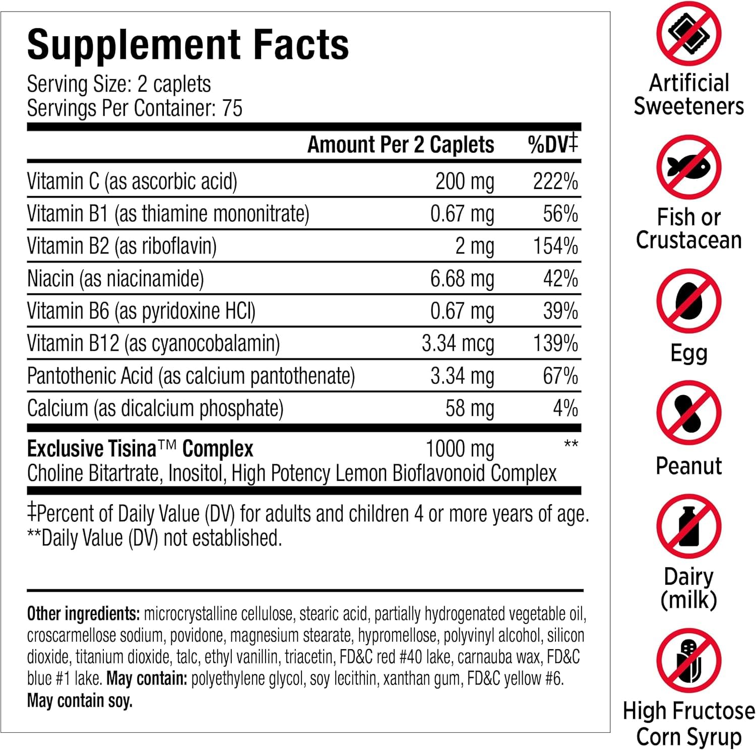 Lipo-Flavonoid Ear Ringing - Doctor-Recommended for Ringing Ears - Clinically Proven Lemon Bioflavonoid Complex with Vitamins C, B1, B2, B6, B12, & Calcium - 150 Caplets