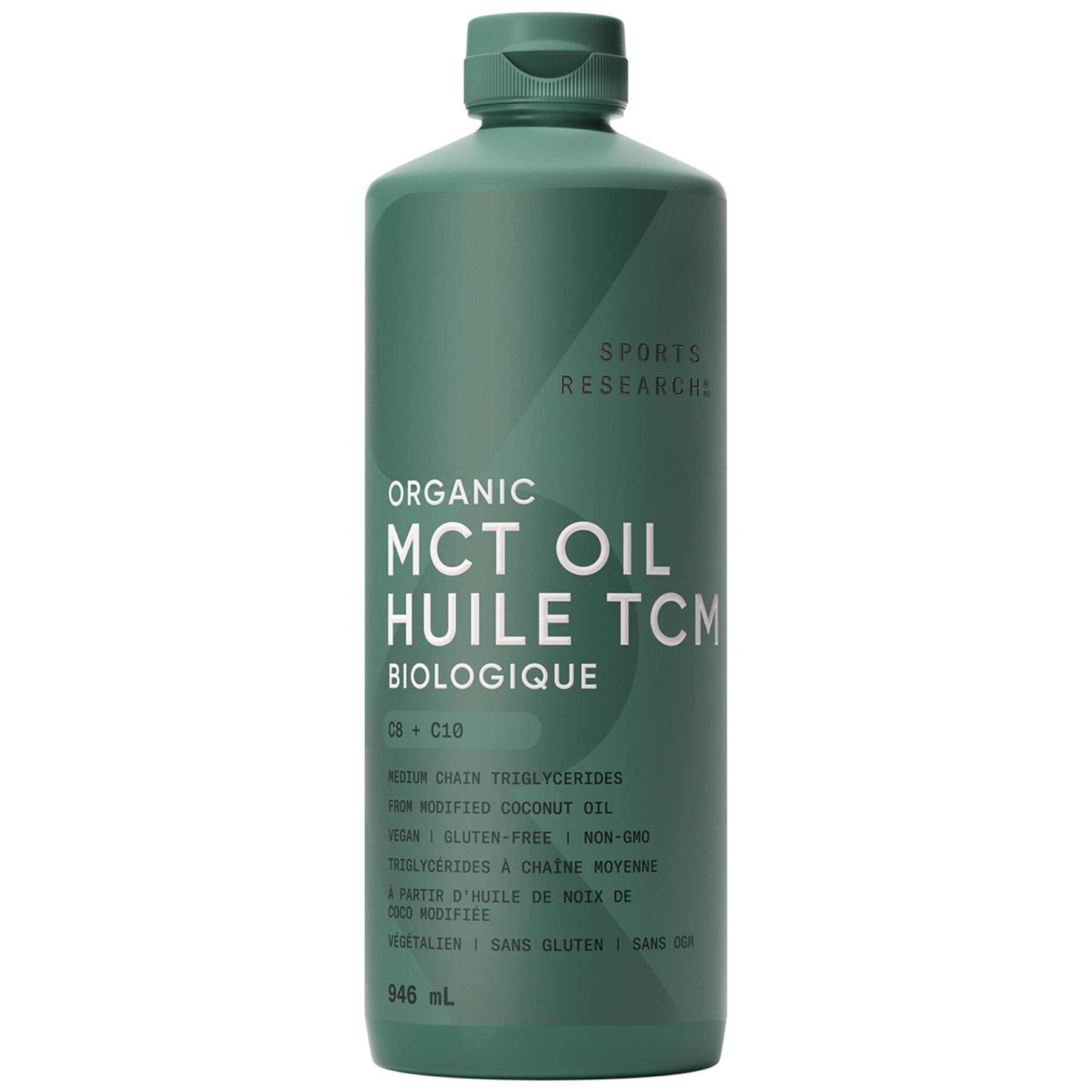 Sports Research Organic MCT Oil - Keto & Vegan MCTs C8, C10 from Coconuts - Fatty Acid Brain & Body Fuel, Non-GMO & Gluten Free - Flavorless Oil, Perfect in Coffee, Tea & Protein Shakes - 32 oz