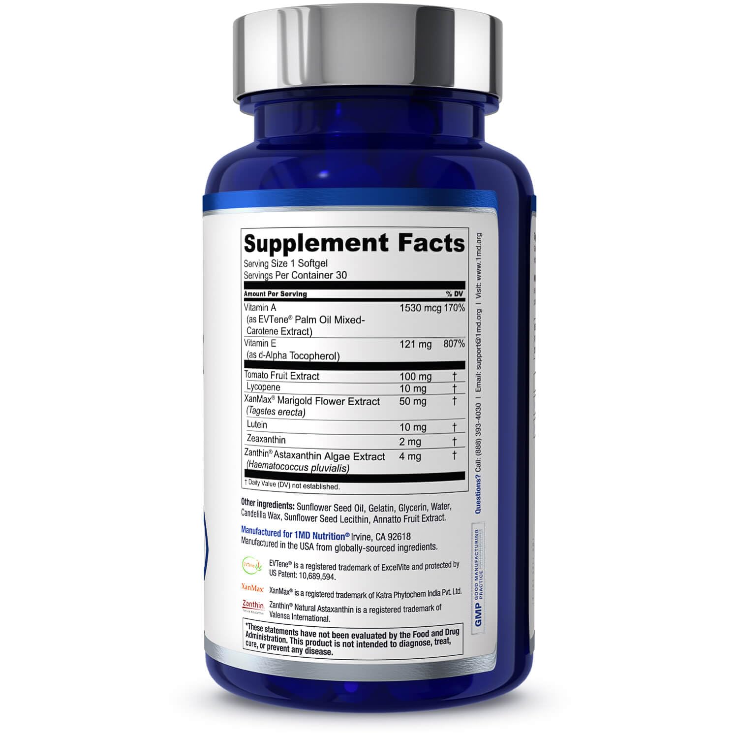 1MD Nutrition VisionMD Eye Vitamin CARMIS - Eye Supplement for Adults - with OptiLut Lutein & Zeaxanthin - Supports Vision Health Care, Everyday Eye Strain, & Occasional Dry Eye - 30 Softgels