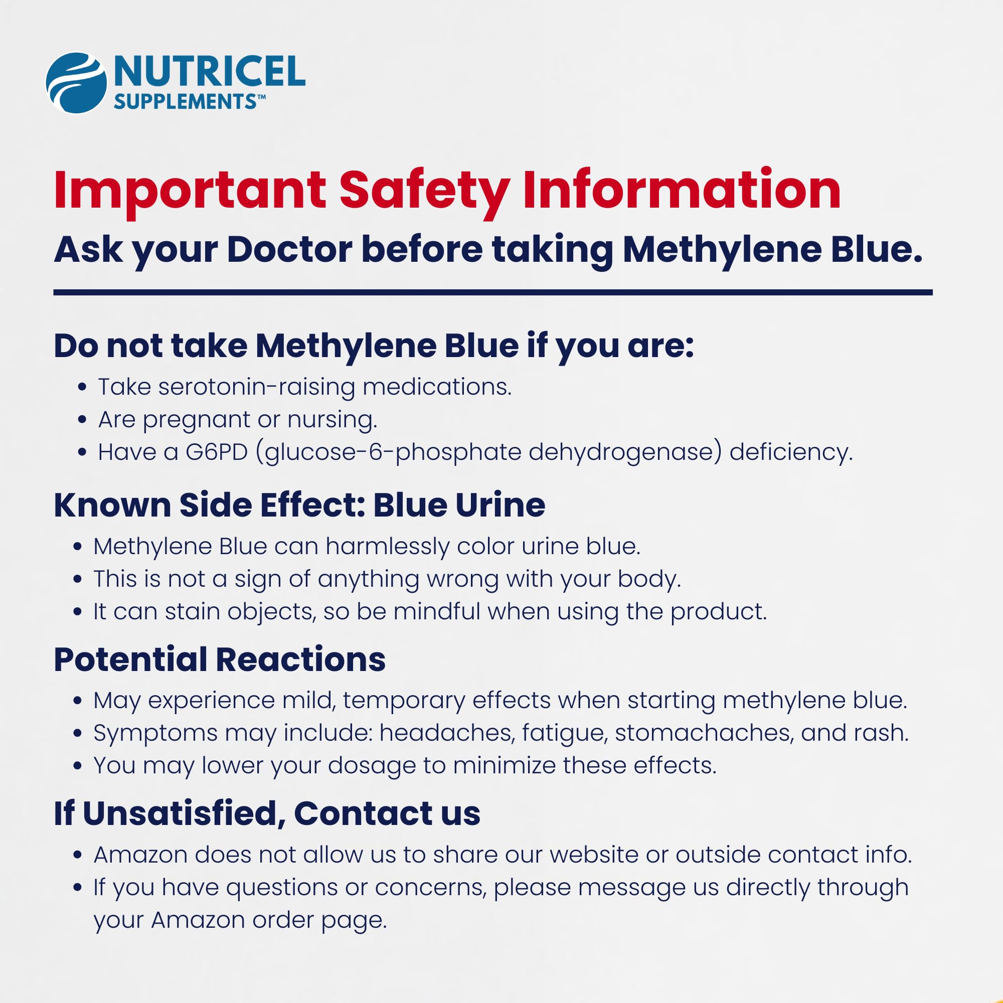 Nutricel Methylene Blue Capsules - Pharmaceutical Grade Supplement - Trusted Made in America Brand - 12mg (USP Reference Compliant) with Vitamin C Ester Enhanced Absorption - Third Party Tested (60ct)