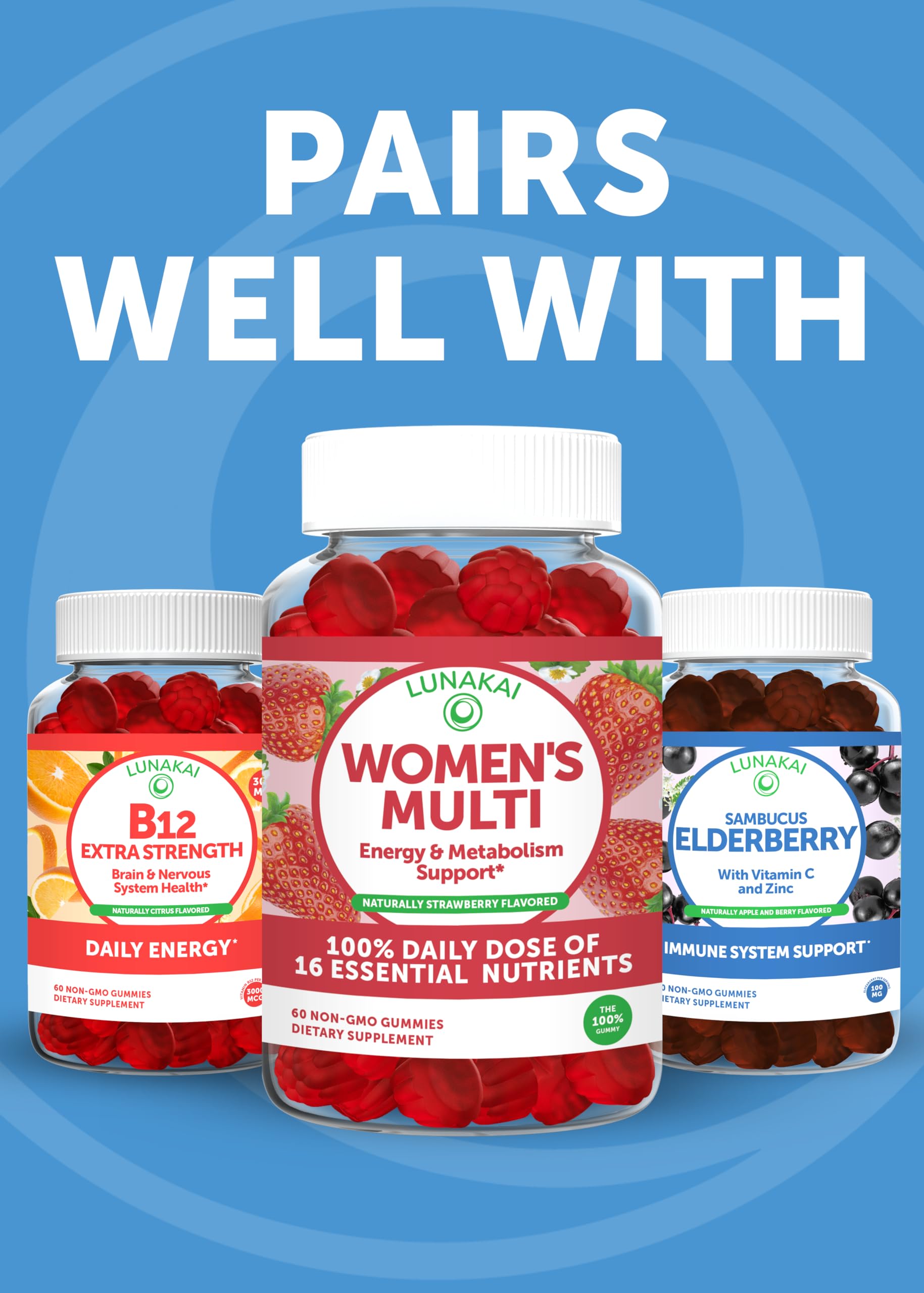 Lunakai USA Made Magnesium Glycinate Gummies 426mg with L-Theanine – Calm, Sleep, Stress Relief for Adults & Kids, Non-GMO, Vegan, 60ct