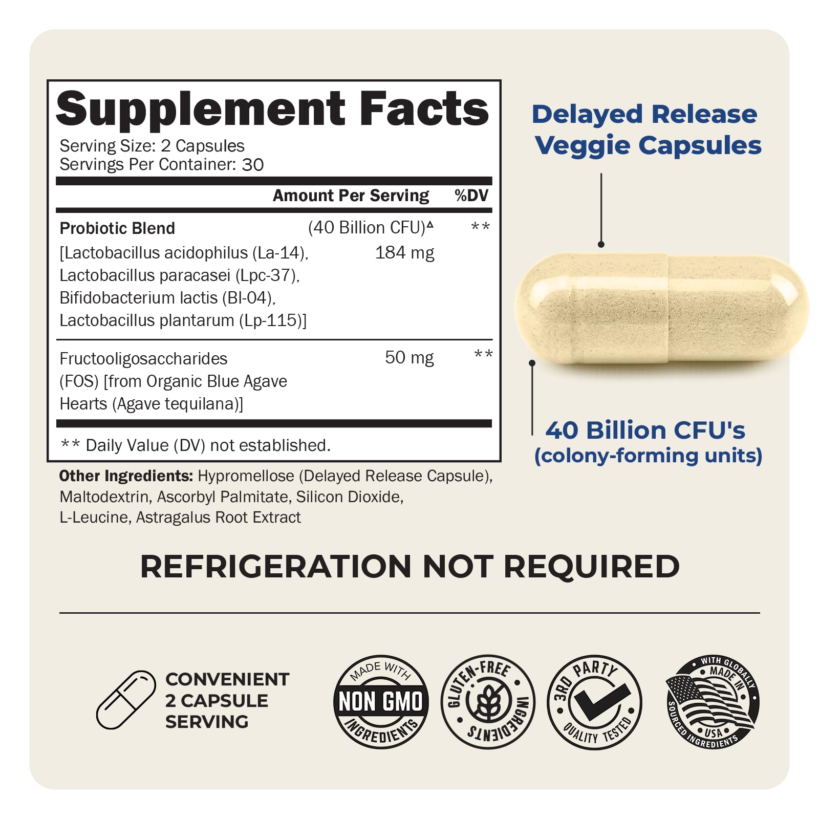 BioSchwartz Daily Probiotic Nutritional Supplement - 40 Billion CFU for Gut Health - Probiotics for Men and Women - Digestive Health with Astragalus & Lactobacillus - Shelf Stable - 60 Count